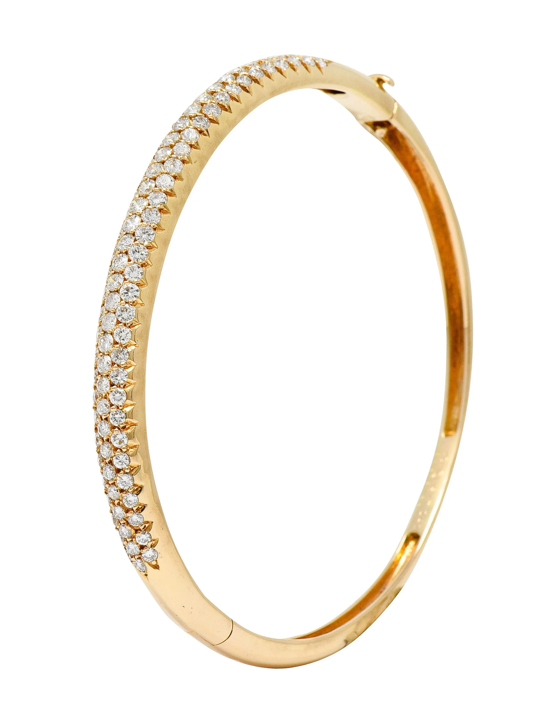 Van Cleef & Arpels 2.42 CTW Diamond 18 Karat Gold French Pave Bangle Bracelet - Image 9