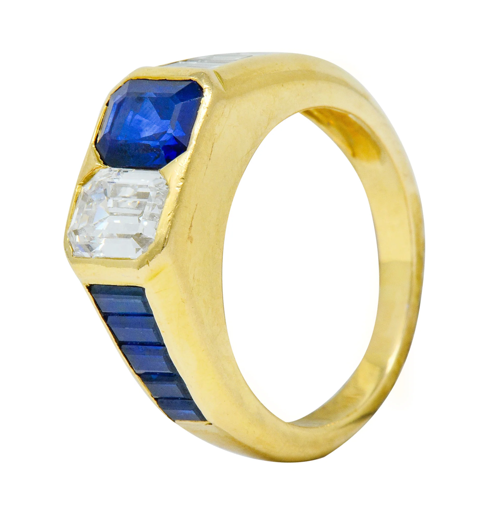 Van Cleef & Arpels 3.57 CTW Diamond Sapphire 18 Karat Gold French Unisex Vintage Ring - Image 10