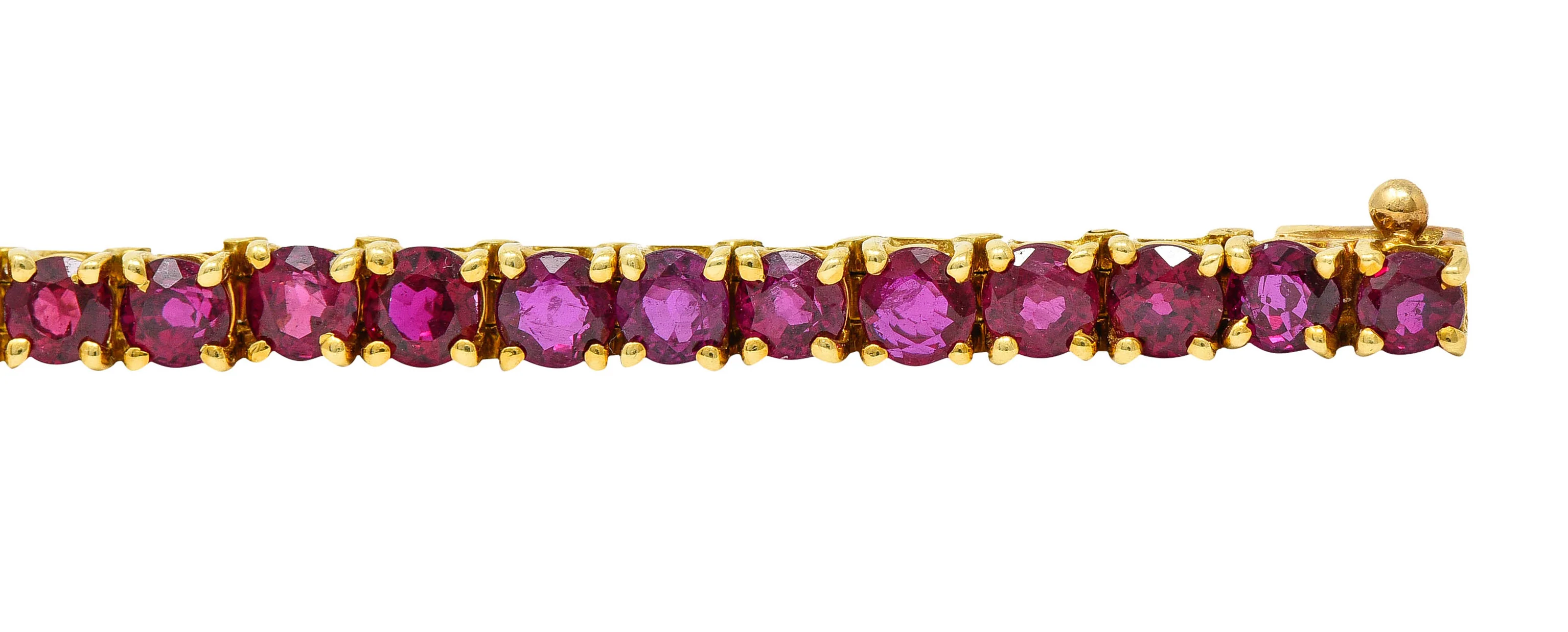 Van Cleef & Arpels 7.50 CTW Ruby 18 Karat Gold Line Bracelet Circa 1970 - Image 7