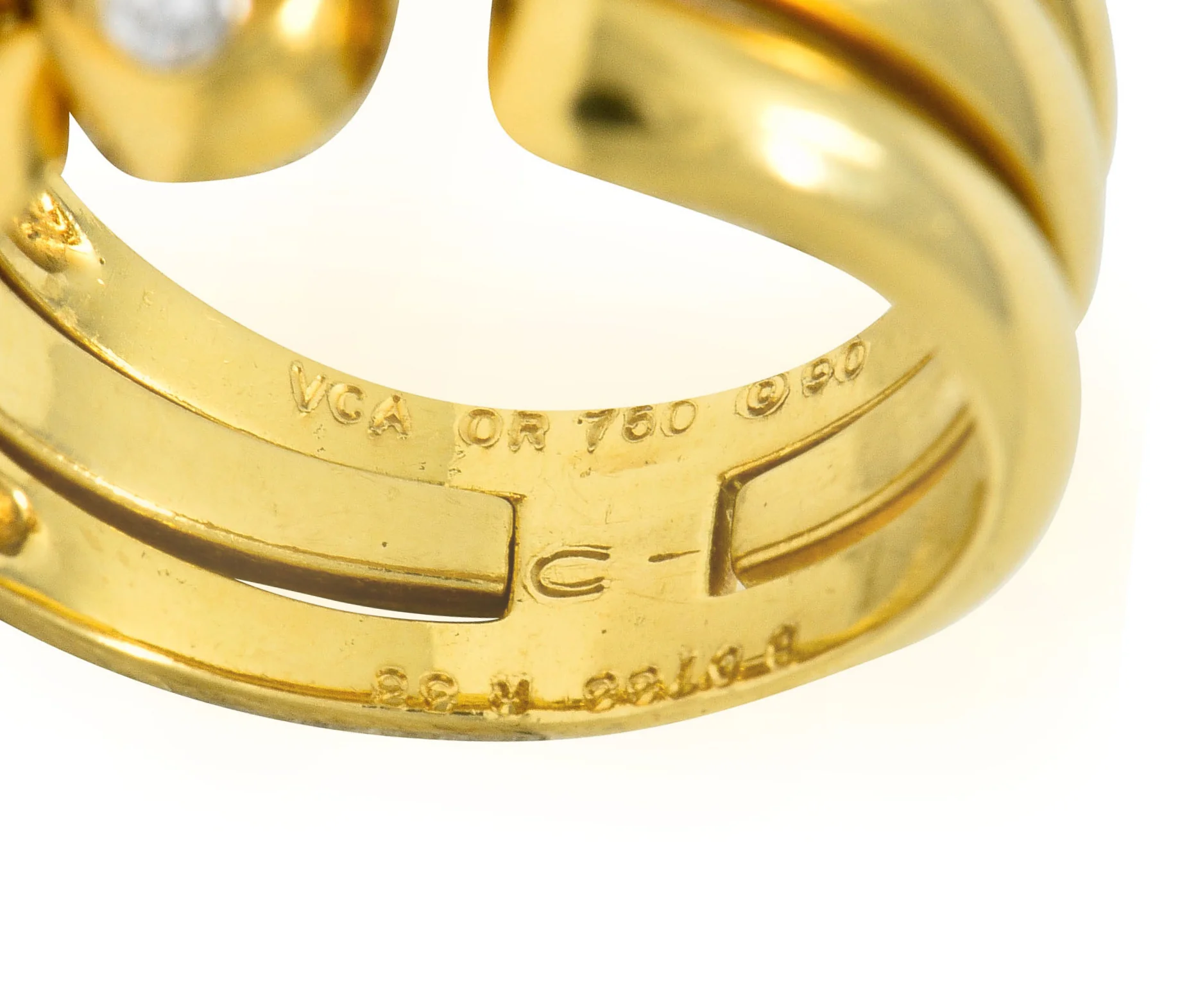 Van Cleef & Arpels Coral Diamond 18 Karat Gold French Convertible Stacking Ring - Image 11