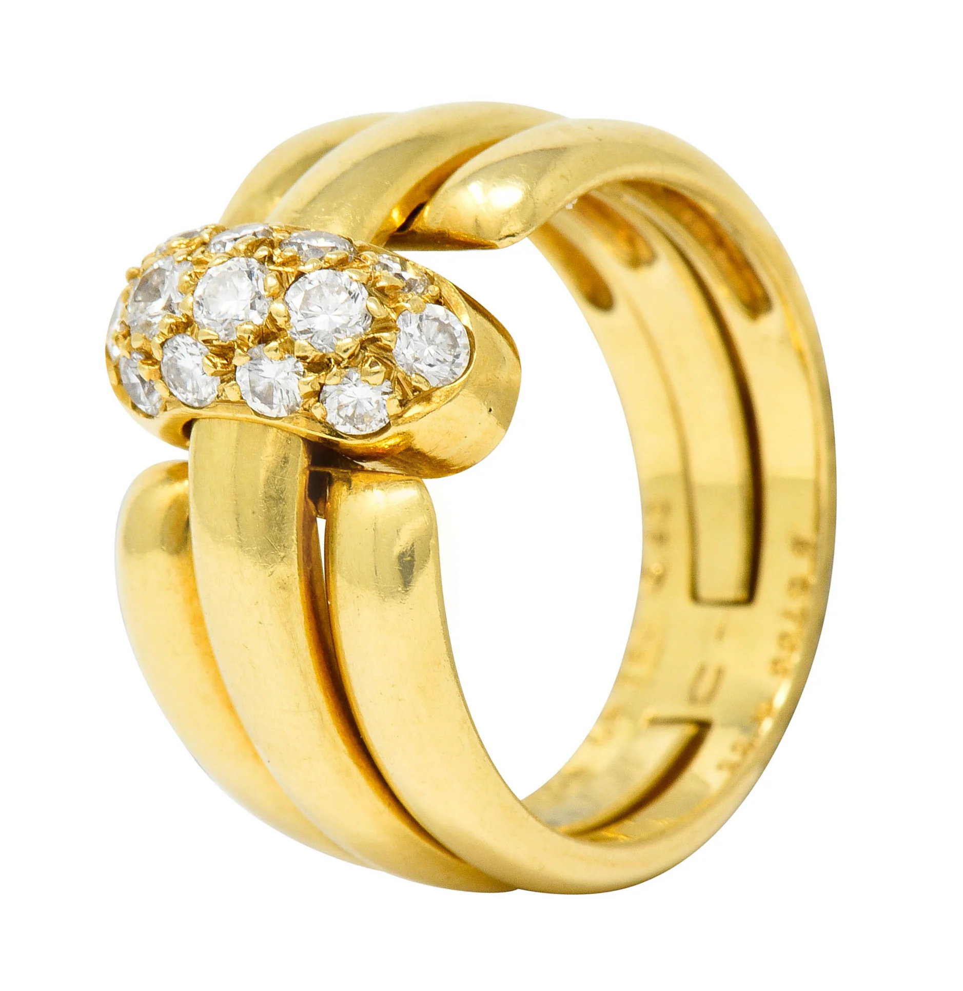 Van Cleef & Arpels Coral Diamond 18 Karat Gold French Convertible Stacking Ring - Image 13