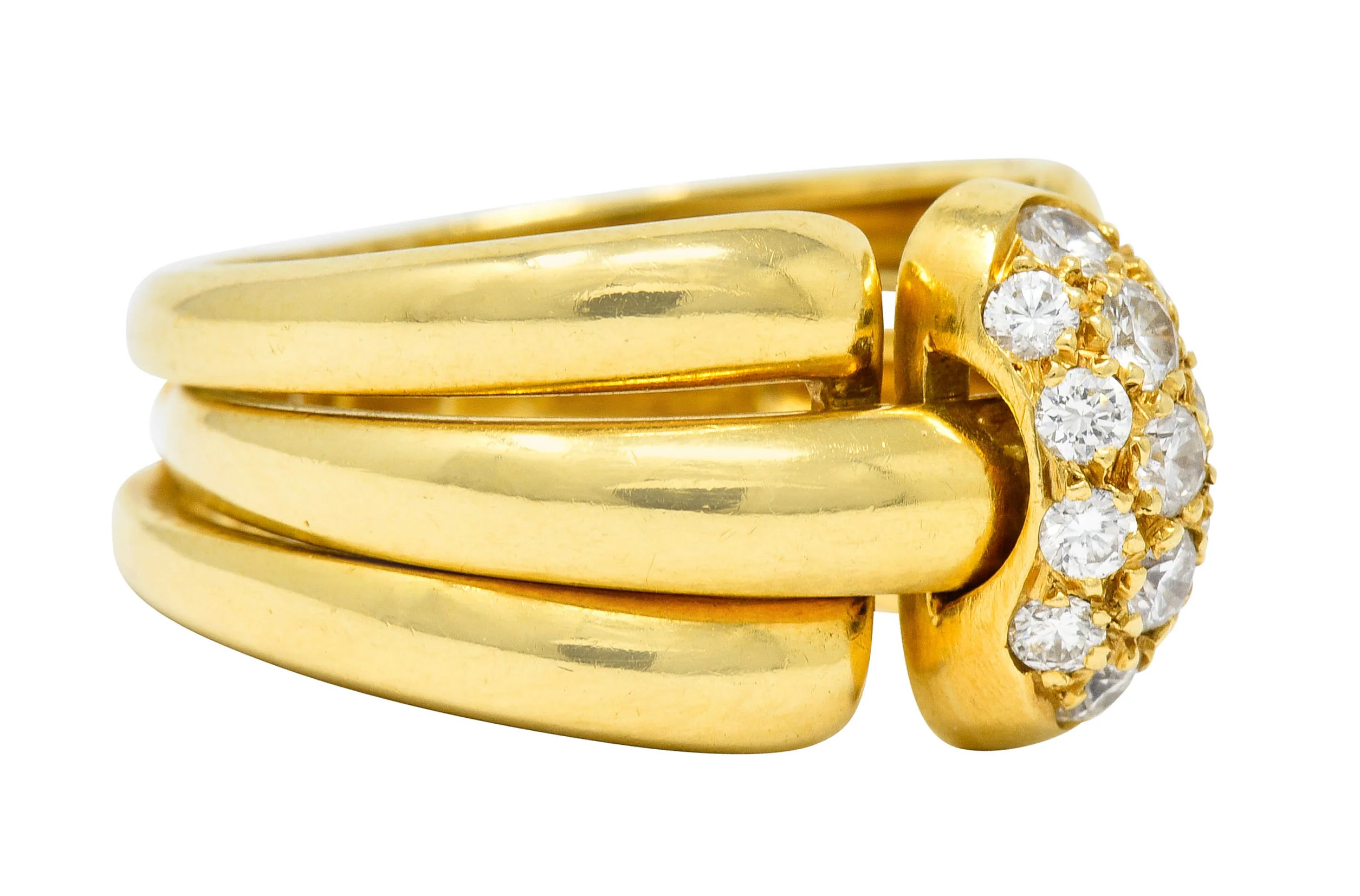 Van Cleef & Arpels Coral Diamond 18 Karat Gold French Convertible Stacking Ring - Image 6