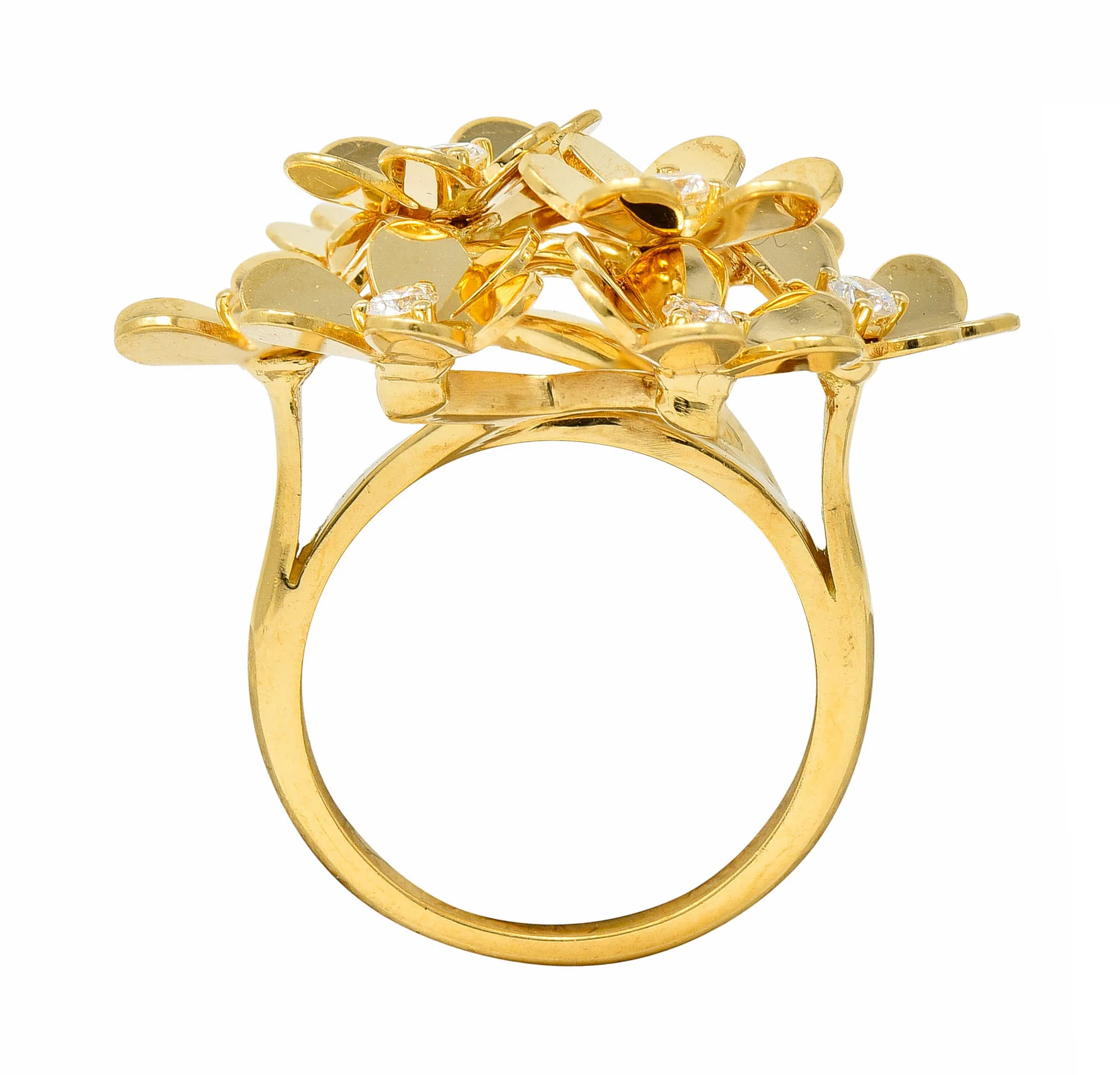 Van Cleef & Arpels Diamond 18 Karat Gold French 8 Flower Frivole Cluster Ring - Image 8