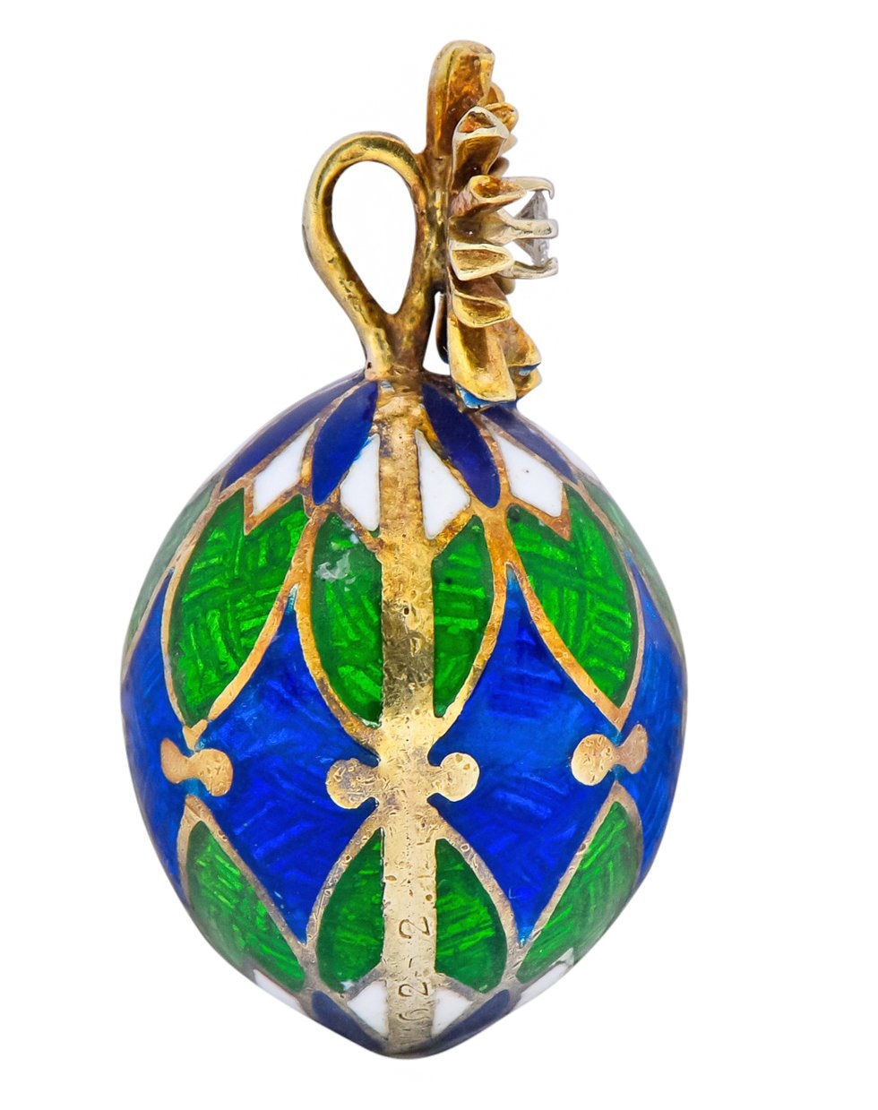 Van Cleef & Arpels Enamel Diamond 14 Karat Gold Egg Pendant Charm - Image 2
