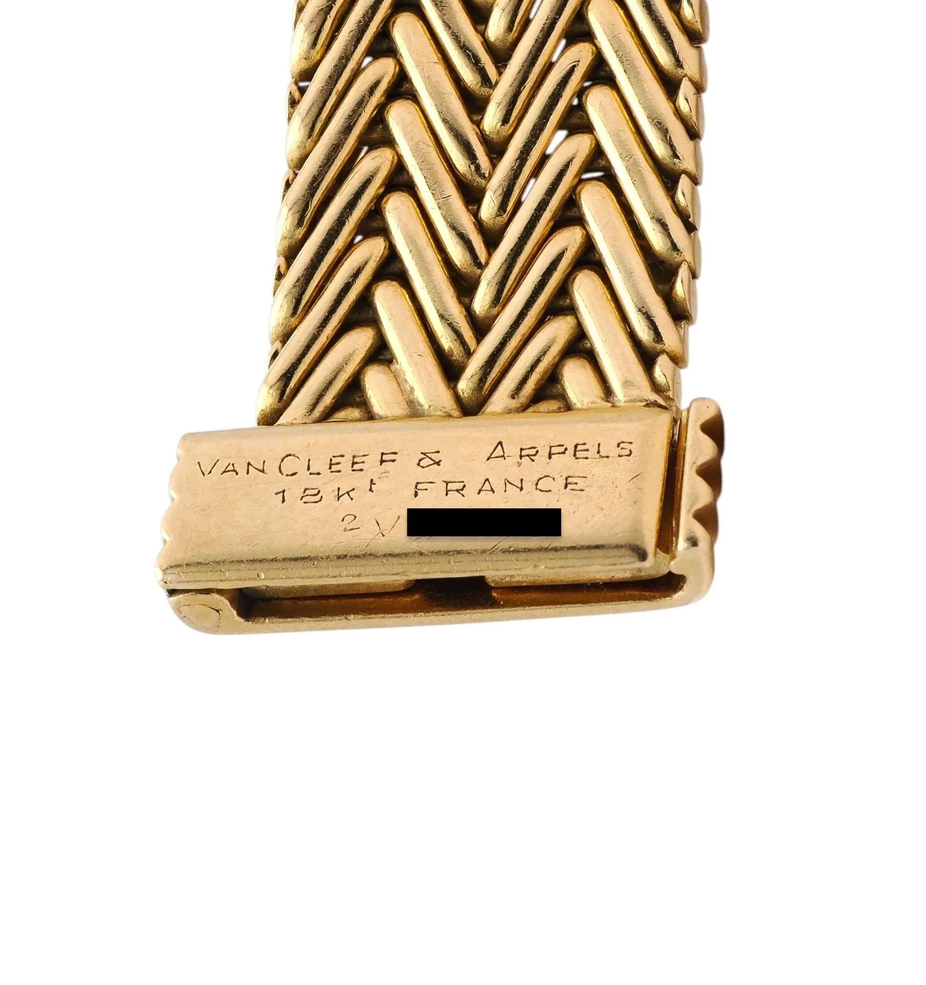 Van Cleef & Arpels French 1950's Diamond 18 Karat Yellow Gold Platinum Vintage Woven Bracelet - Image 5