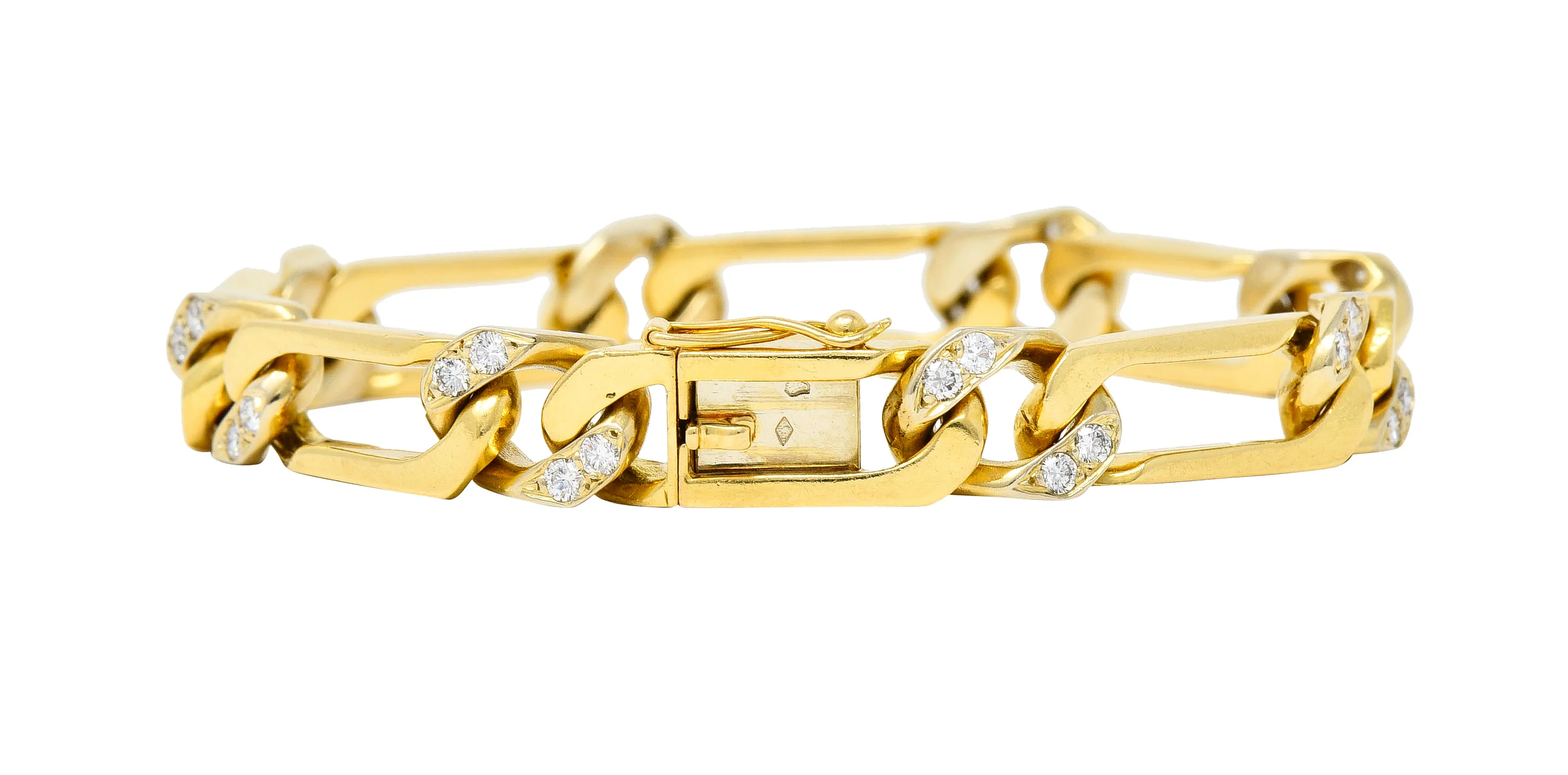 Van Cleef & Arpels French 1960's Diamond 18 Karat Yellow Gold Figaro Link Vintage Bracelet - Image 4