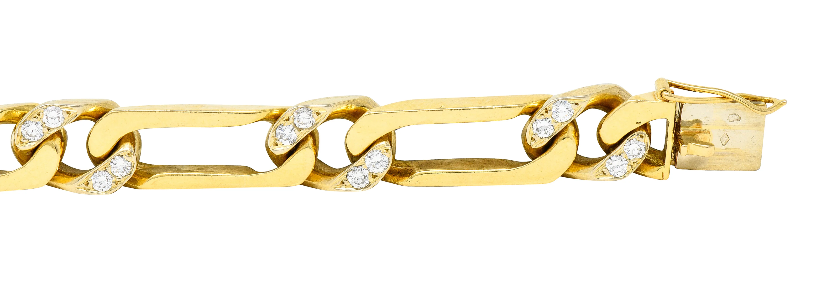 Van Cleef & Arpels French 1960's Diamond 18 Karat Yellow Gold Figaro Link Vintage Bracelet - Image 7
