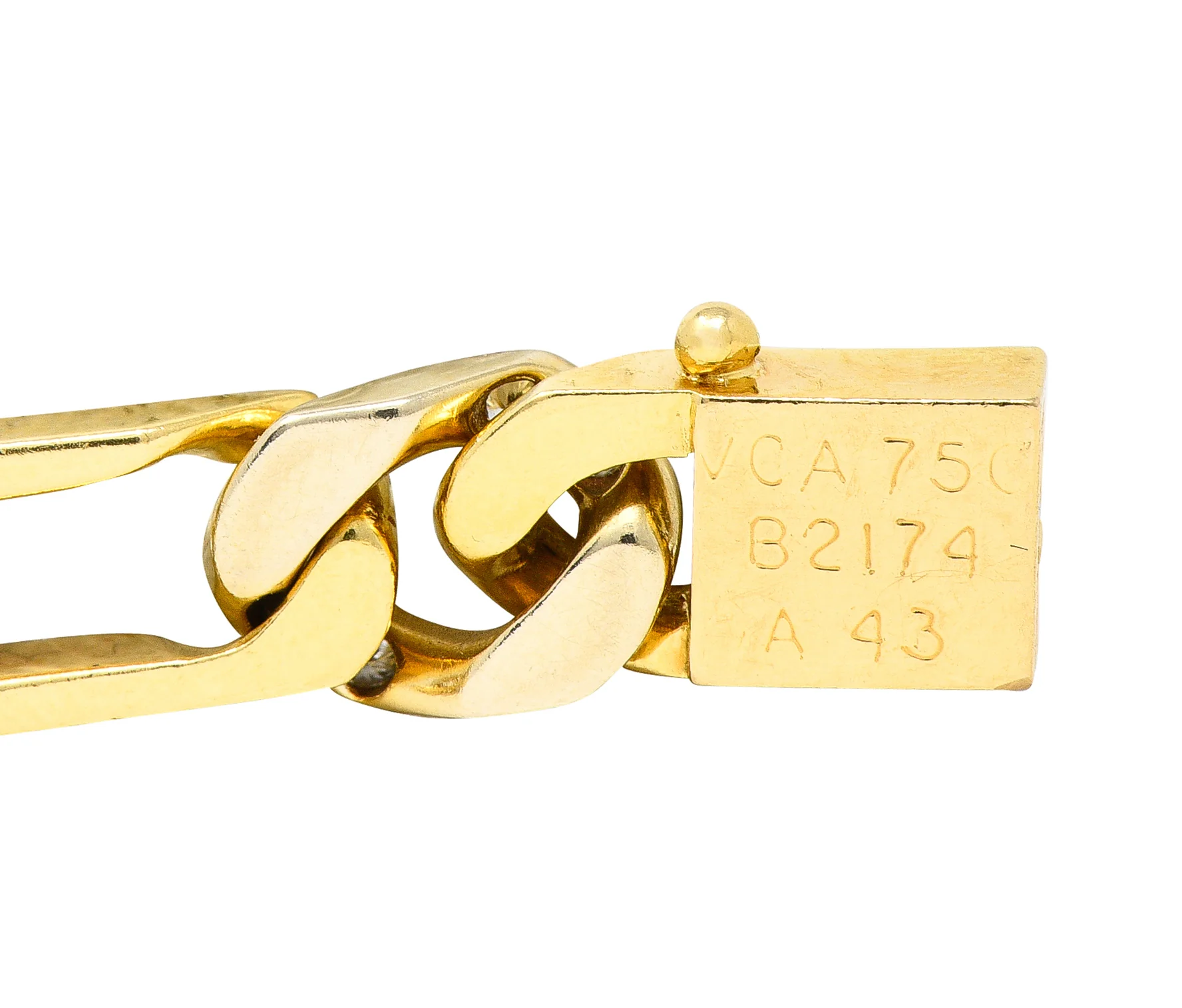 Van Cleef & Arpels French 1960's Diamond 18 Karat Yellow Gold Figaro Link Vintage Bracelet - Image 9