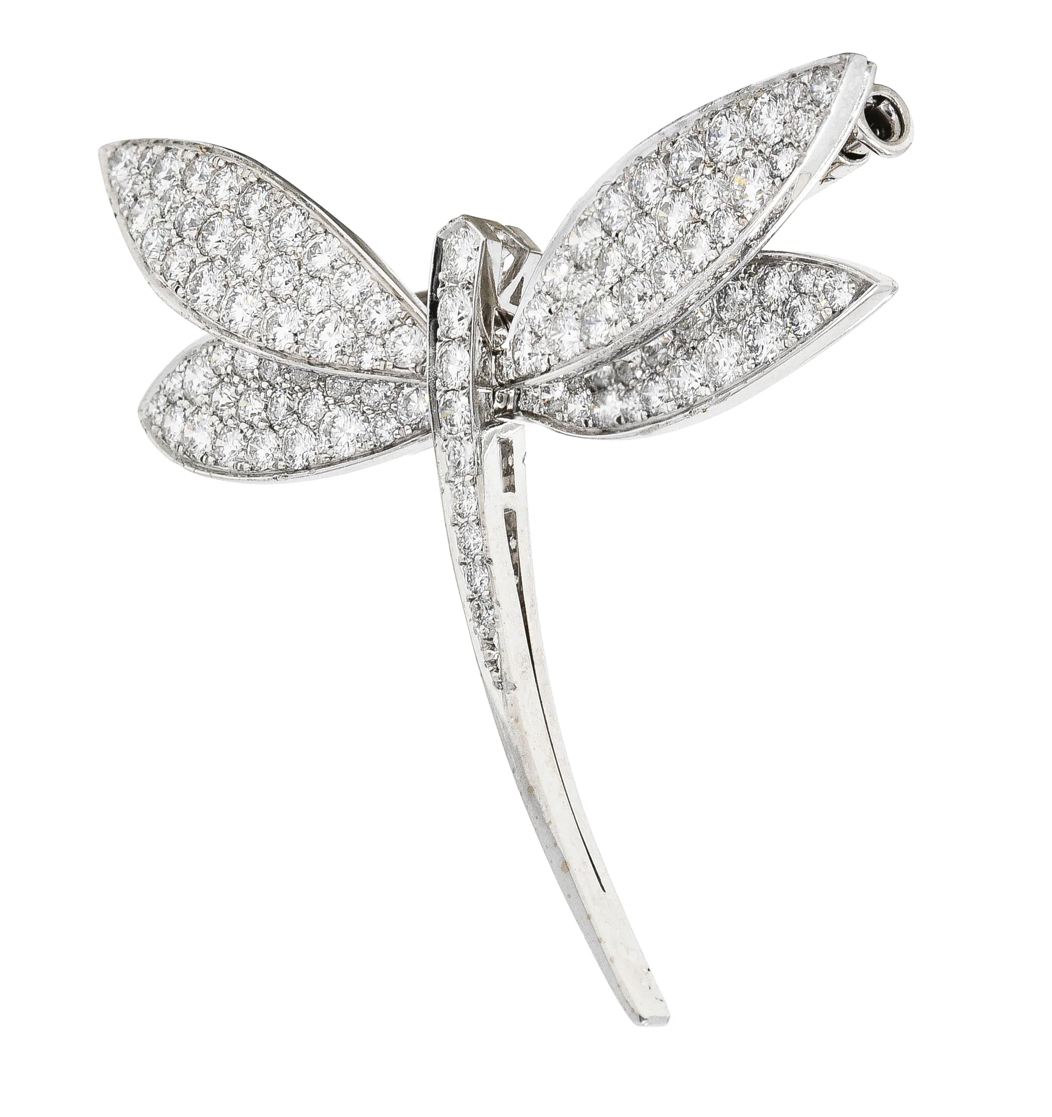 Van Cleef & Arpels French 2.00 CTW Diamond 18 Karat White Gold Dragonfly Brooch - Image 4