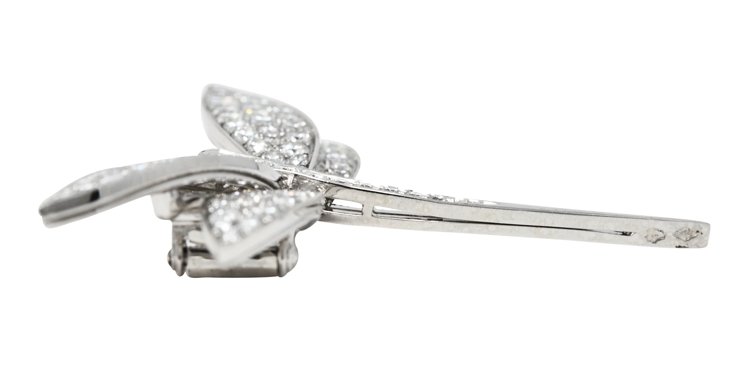 Van Cleef & Arpels French 2.00 CTW Diamond 18 Karat White Gold Dragonfly Brooch - Image 6