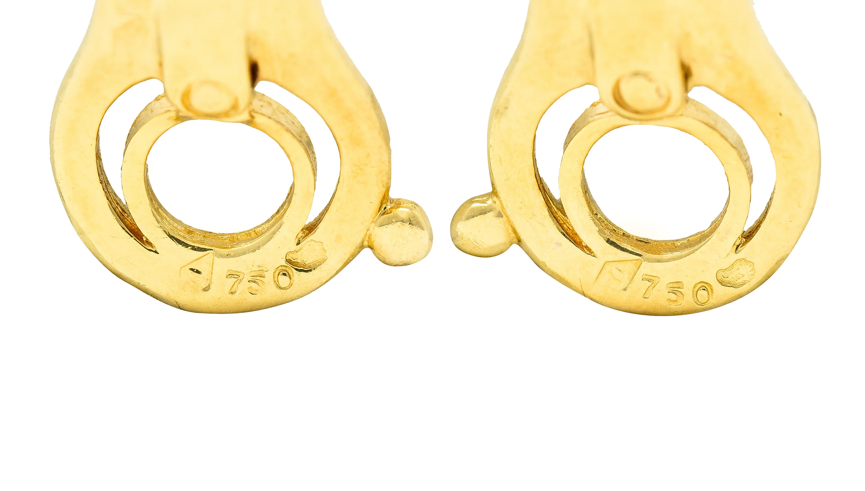Van Cleef & Arpels French 5.26 CTW Marquise Cut Diamond 18 Karat Yellow Gold Toundra Bouquet Vintage J-Hoop Earrings - Image 10