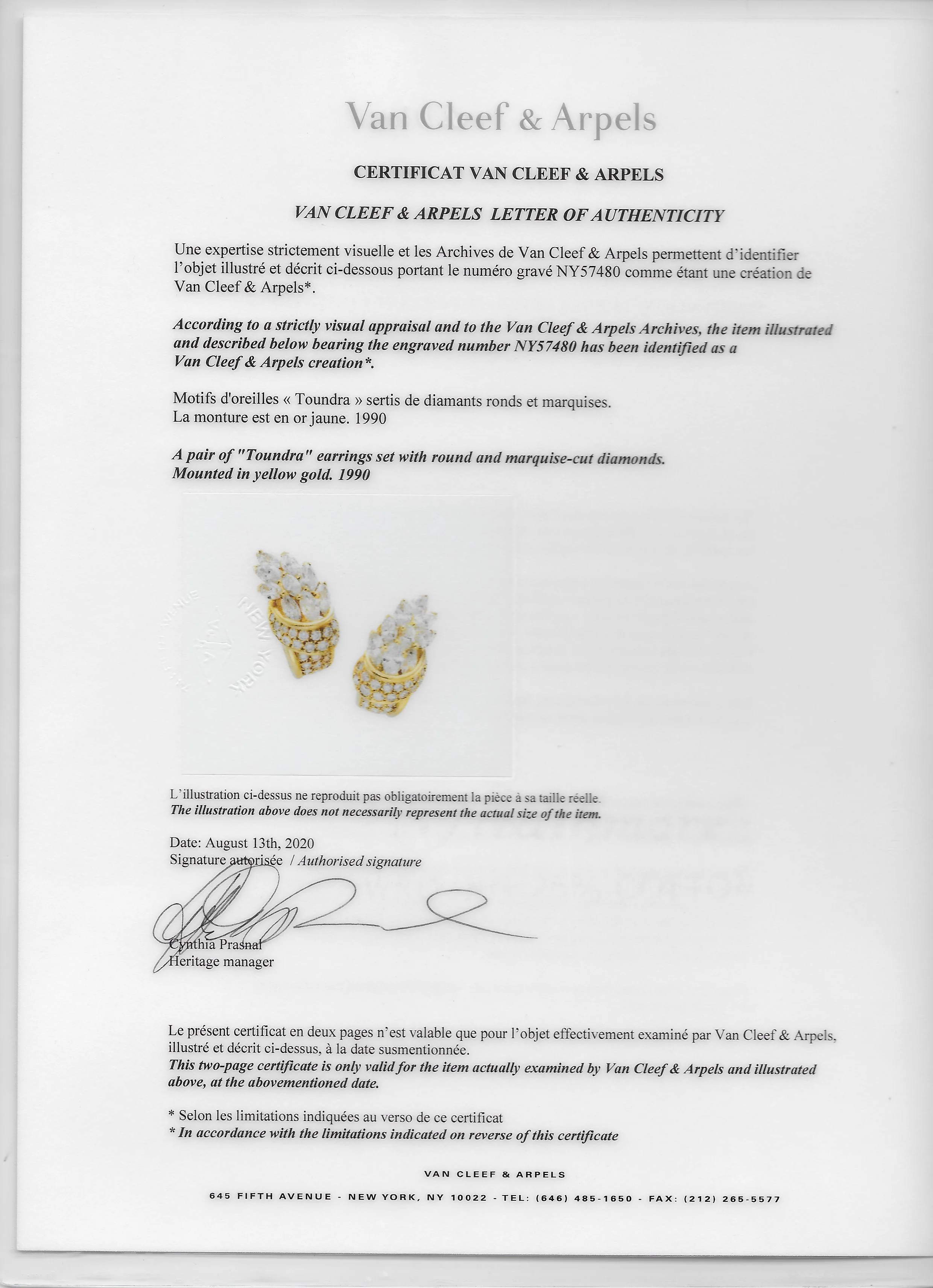 Van Cleef & Arpels French 5.26 CTW Marquise Cut Diamond 18 Karat Yellow Gold Toundra Bouquet Vintage J-Hoop Earrings - Image 13