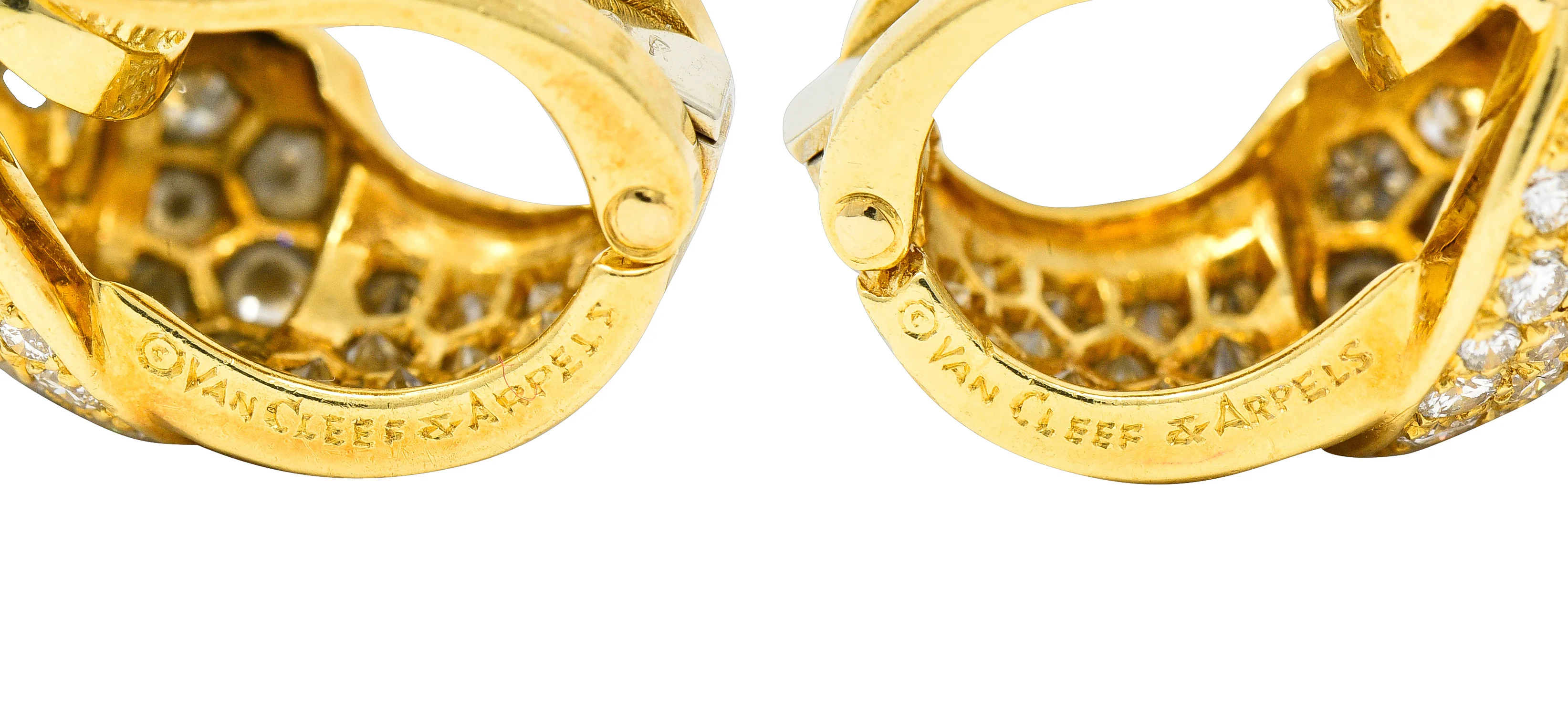 Van Cleef & Arpels French 5.26 CTW Marquise Cut Diamond 18 Karat Yellow Gold Toundra Bouquet Vintage J-Hoop Earrings - Image 7