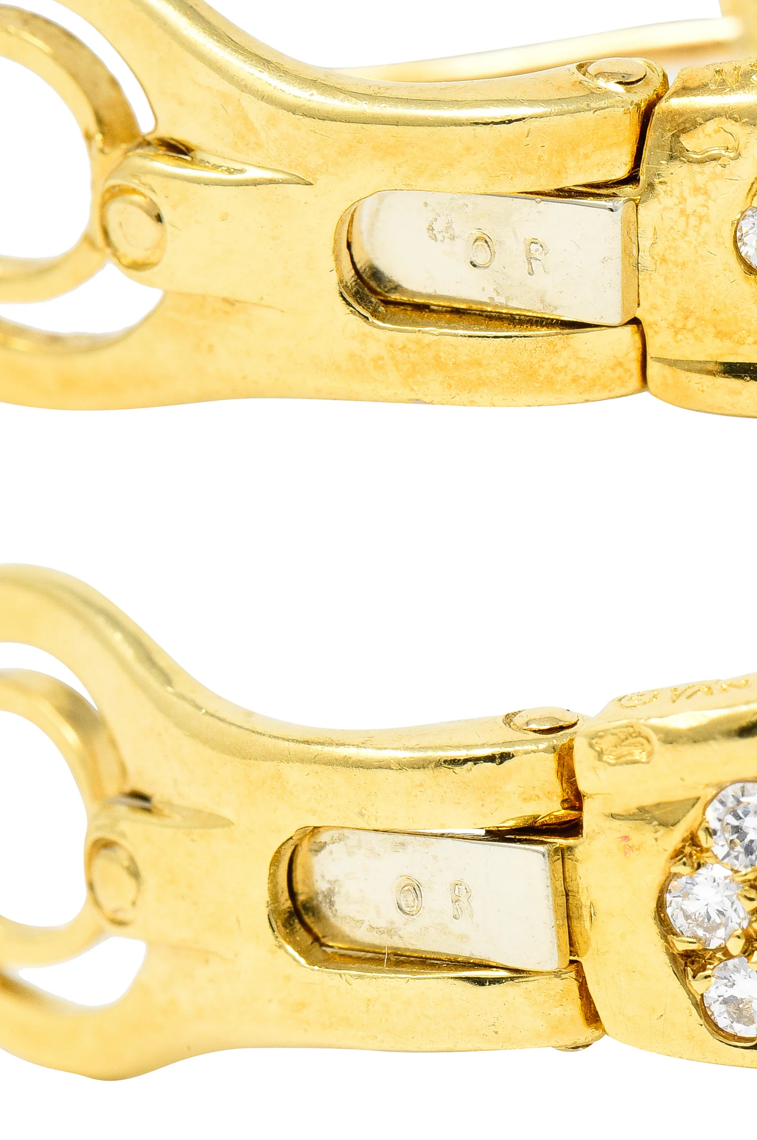 Van Cleef & Arpels French 5.26 CTW Marquise Cut Diamond 18 Karat Yellow Gold Toundra Bouquet Vintage J-Hoop Earrings - Image 9