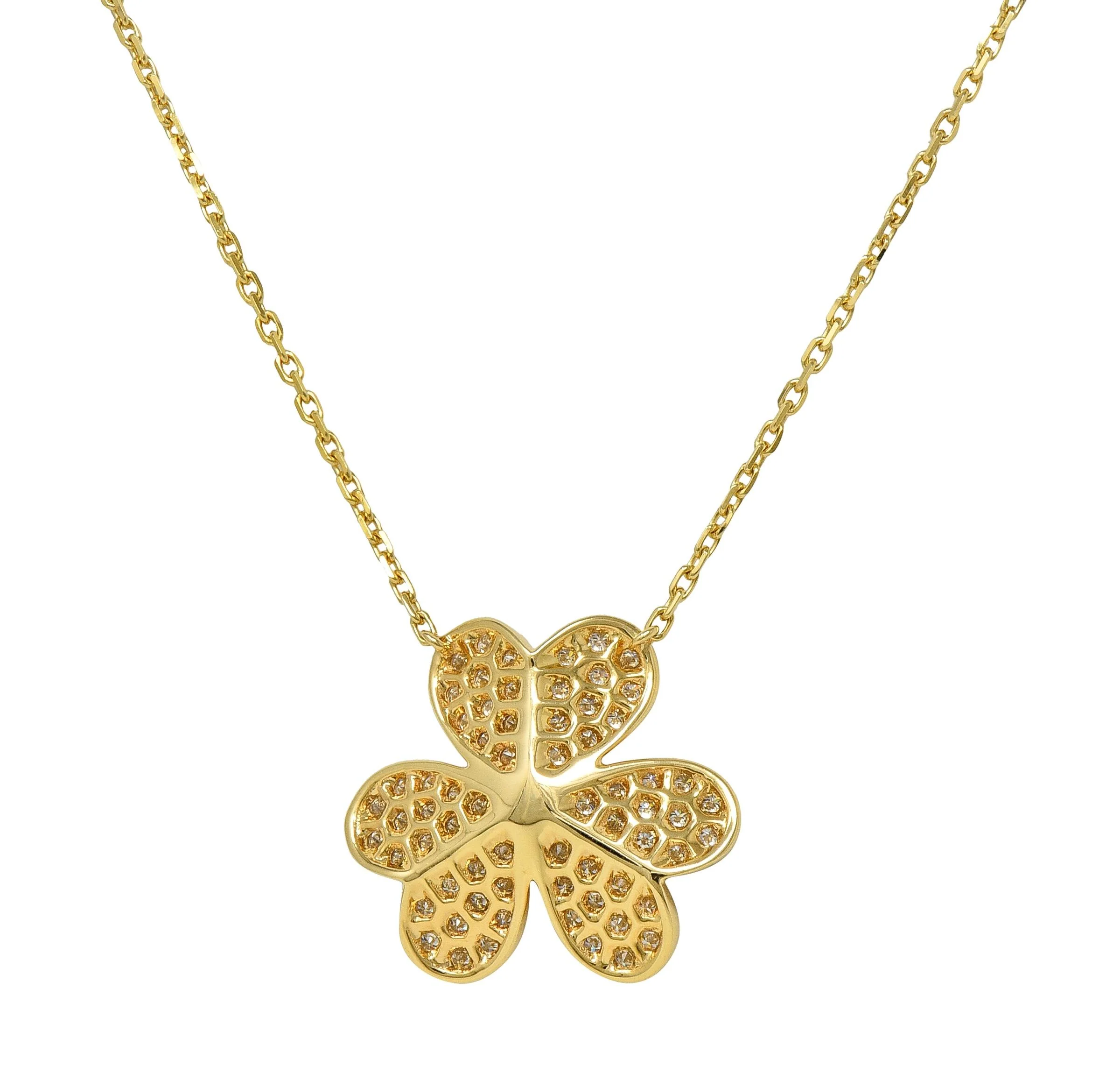 Van Cleef & Arpels French Diamond 18 Karat Yellow Gold Large Frivole Pendant Necklace - Image 5
