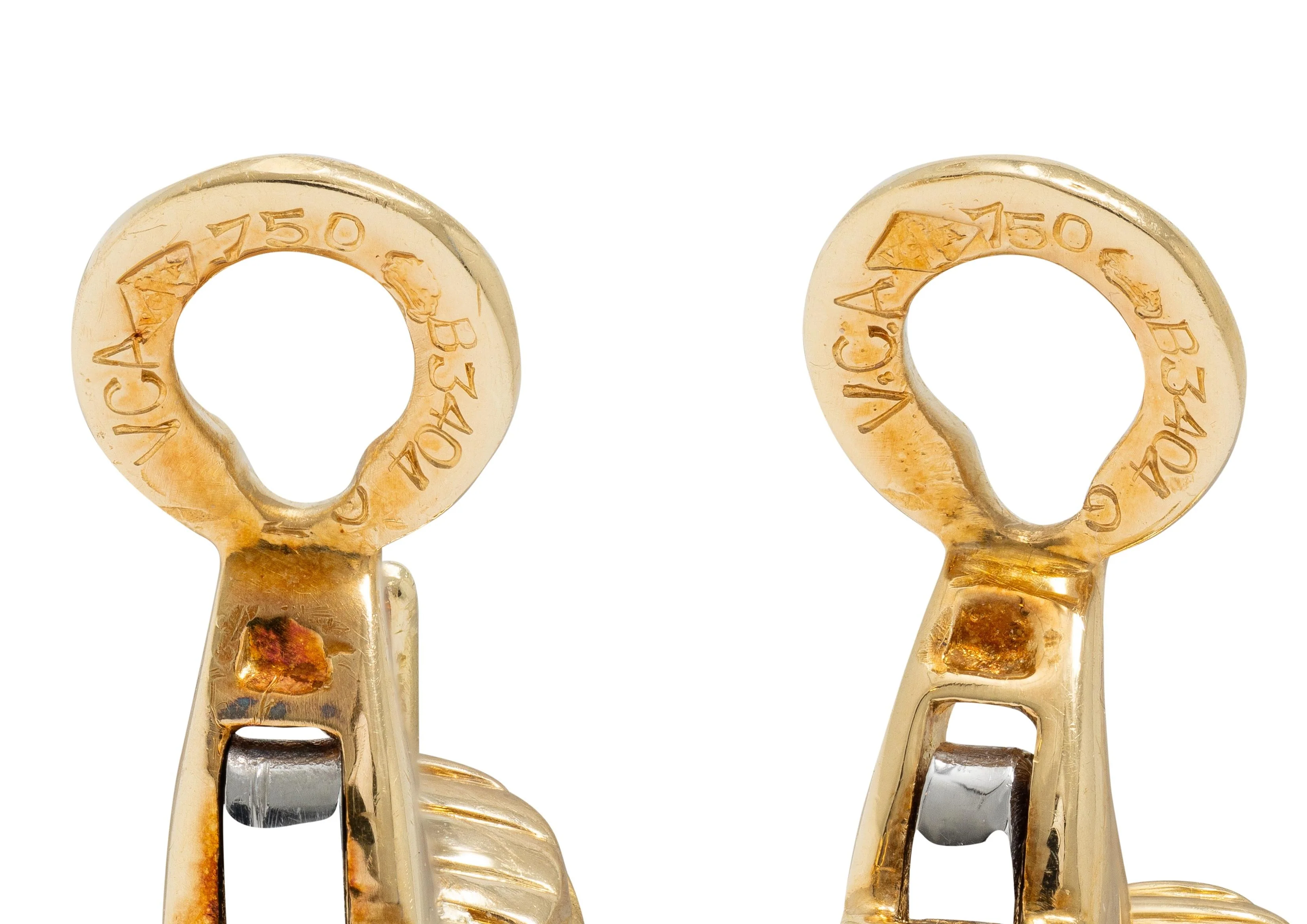 Van Cleef & Arpels French Diamond Pearl 18 Karat Yellow Gold Vintage Alhambra Day-To-Night Earrings - Image 8