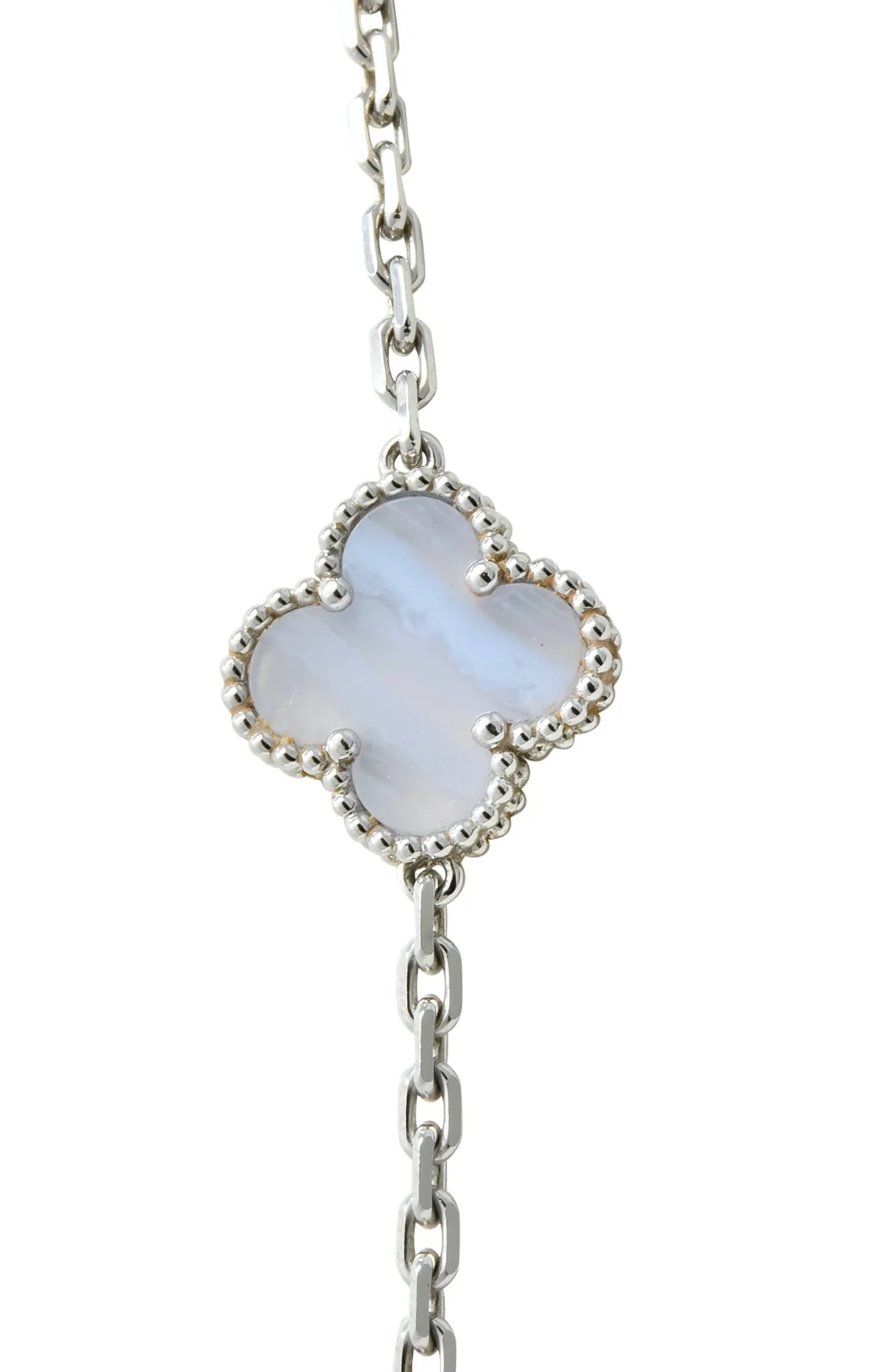 Van Cleef & Arpels Mother of Pearl 18 Karat White Gold 6 Motif Alhambra Magic Necklace - Image 5
