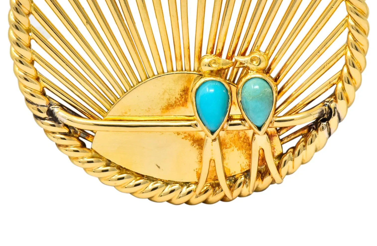 Van Cleef & Arpels Turquoise 18 Karat Gold Love Bird French Charm Circa 1950 - Image 3