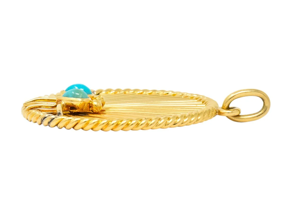 Van Cleef & Arpels Turquoise 18 Karat Gold Love Bird French Charm Circa 1950 - Image 5