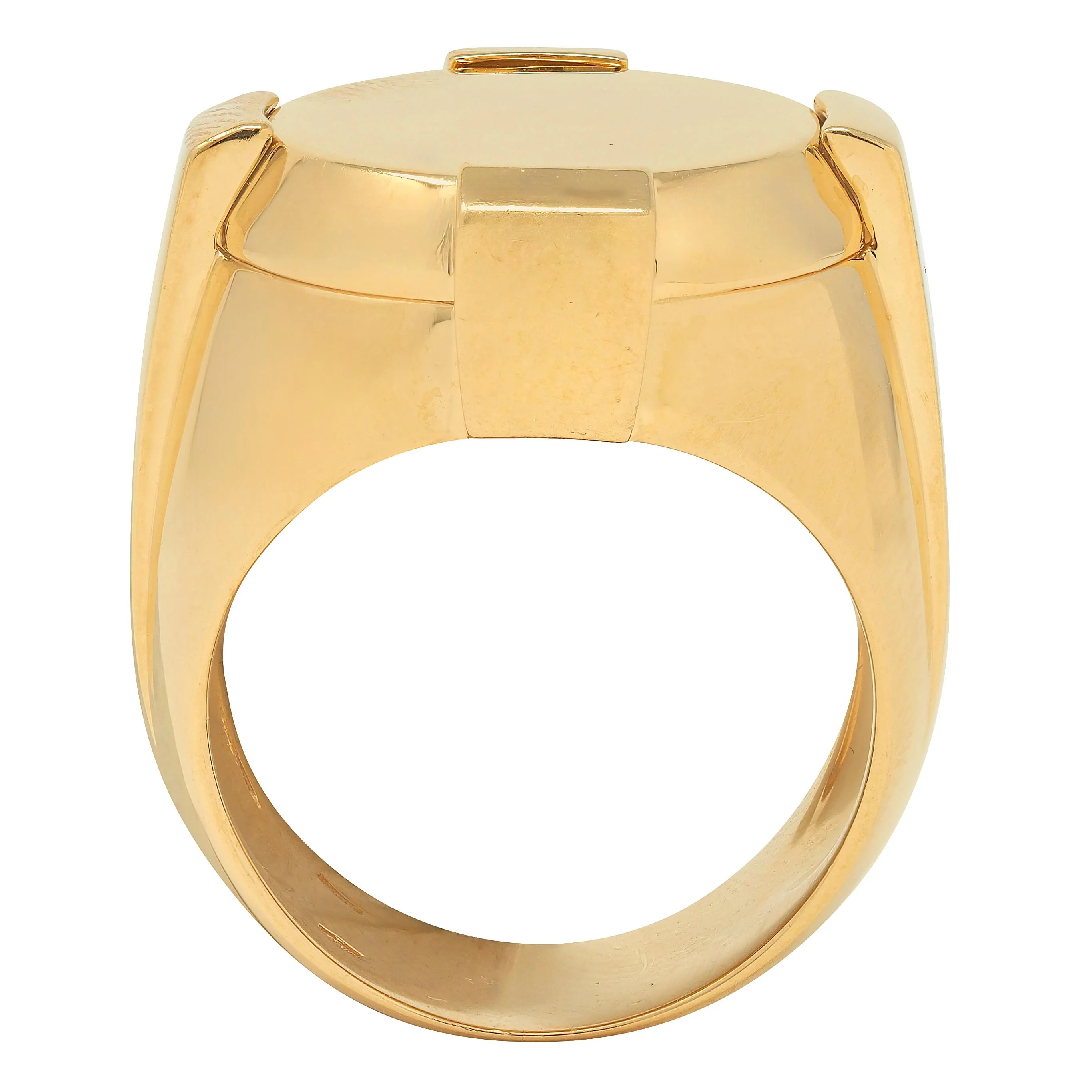 Versace 2000's 18 Karat Yellow Gold Unisex Tablet Signet Ring - Image 5