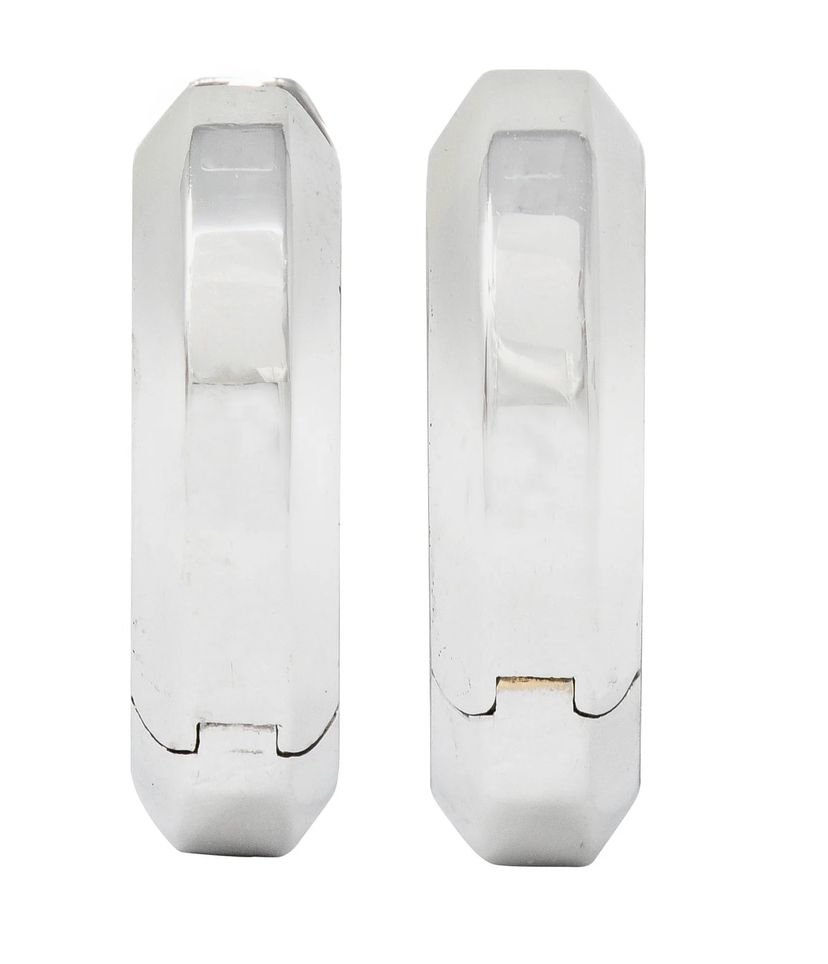 Versace Hardstone 18 Karat White Gold Greek Key Contemporary Hoop Earrings - Image 5