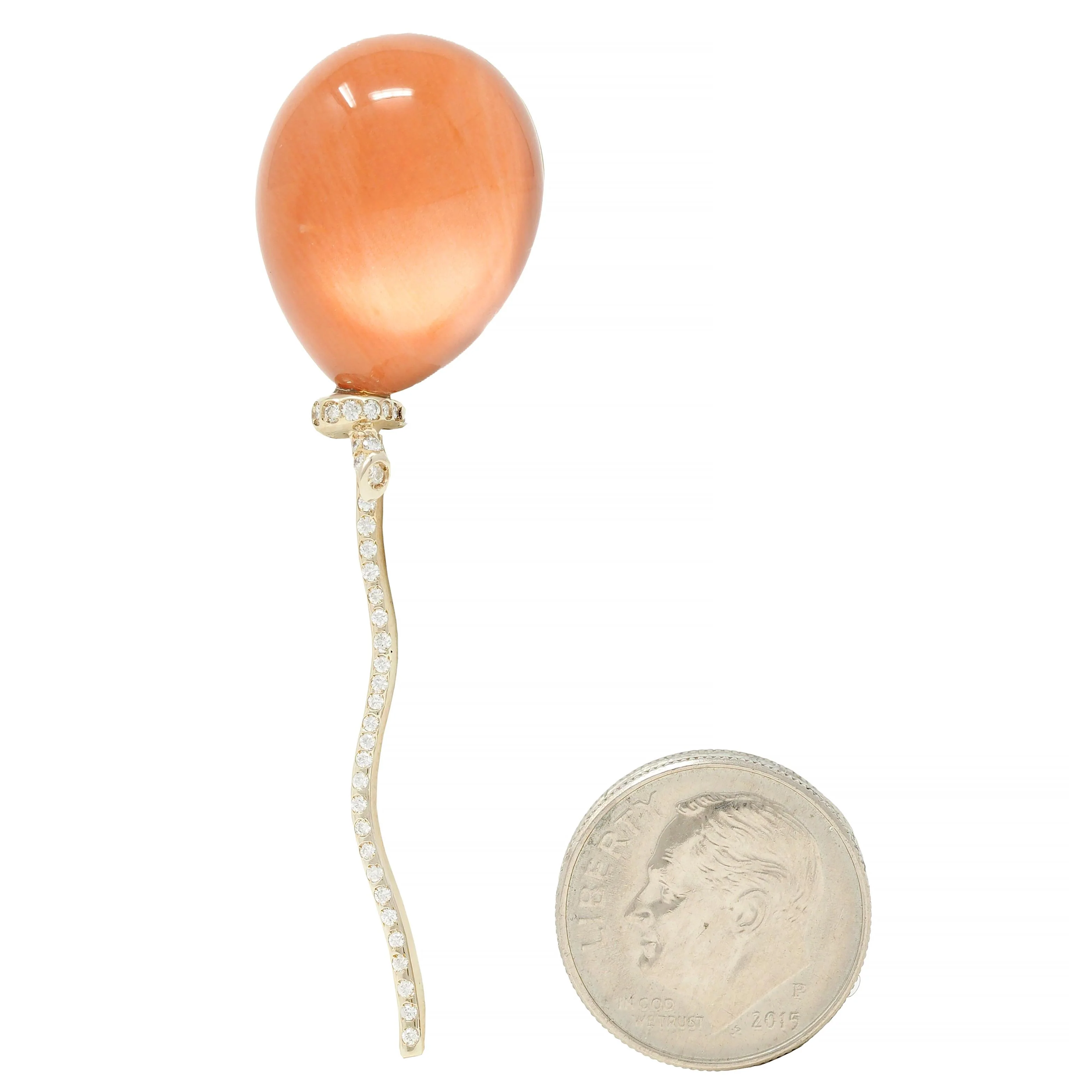 Vhernier Diamond Quartz Coral Mother-of-Pearl 18 Karat Gold Balloon Palloncino Brooch - Image 7