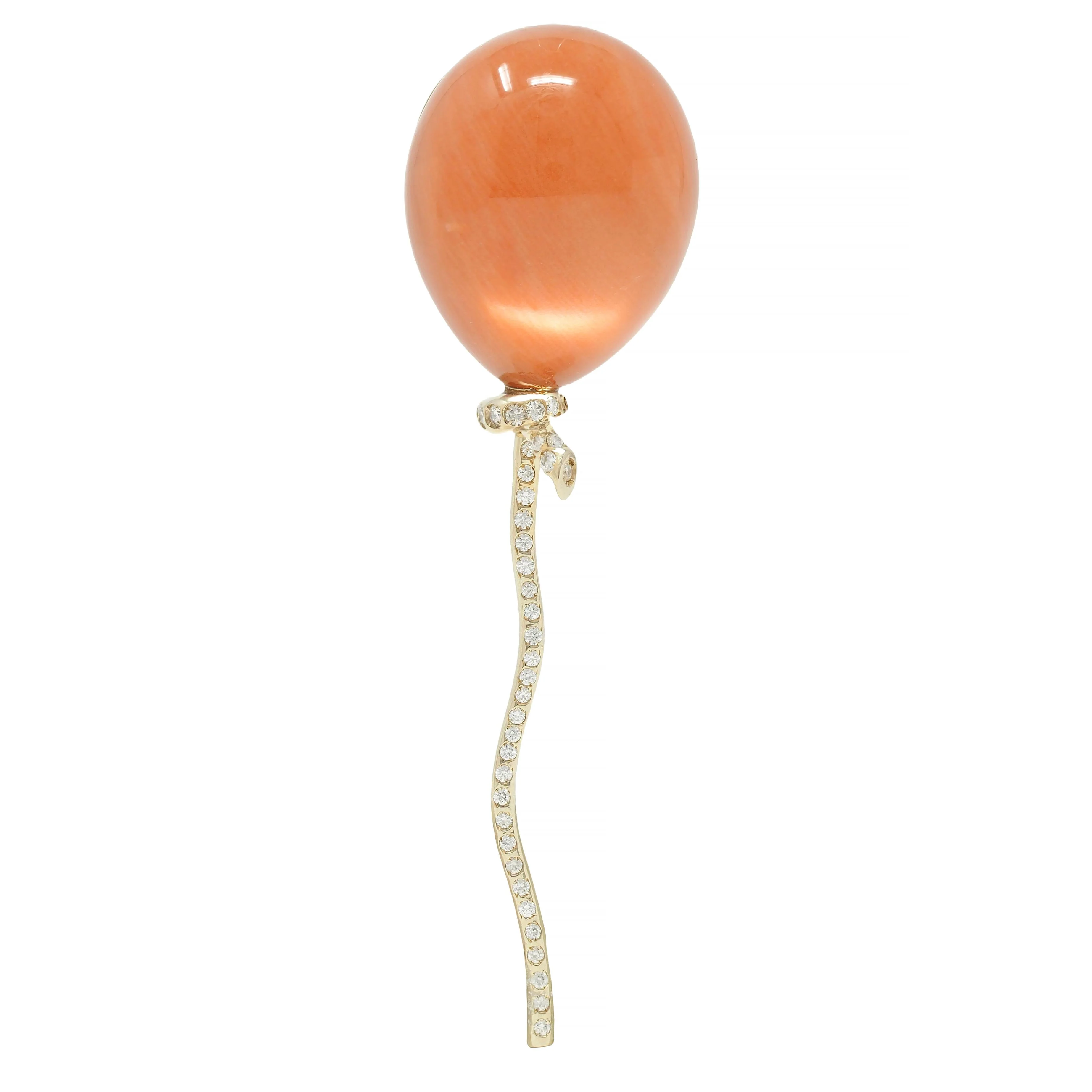Vhernier Diamond Quartz Coral Mother-of-Pearl 18 Karat Gold Balloon Palloncino Brooch - Image 9