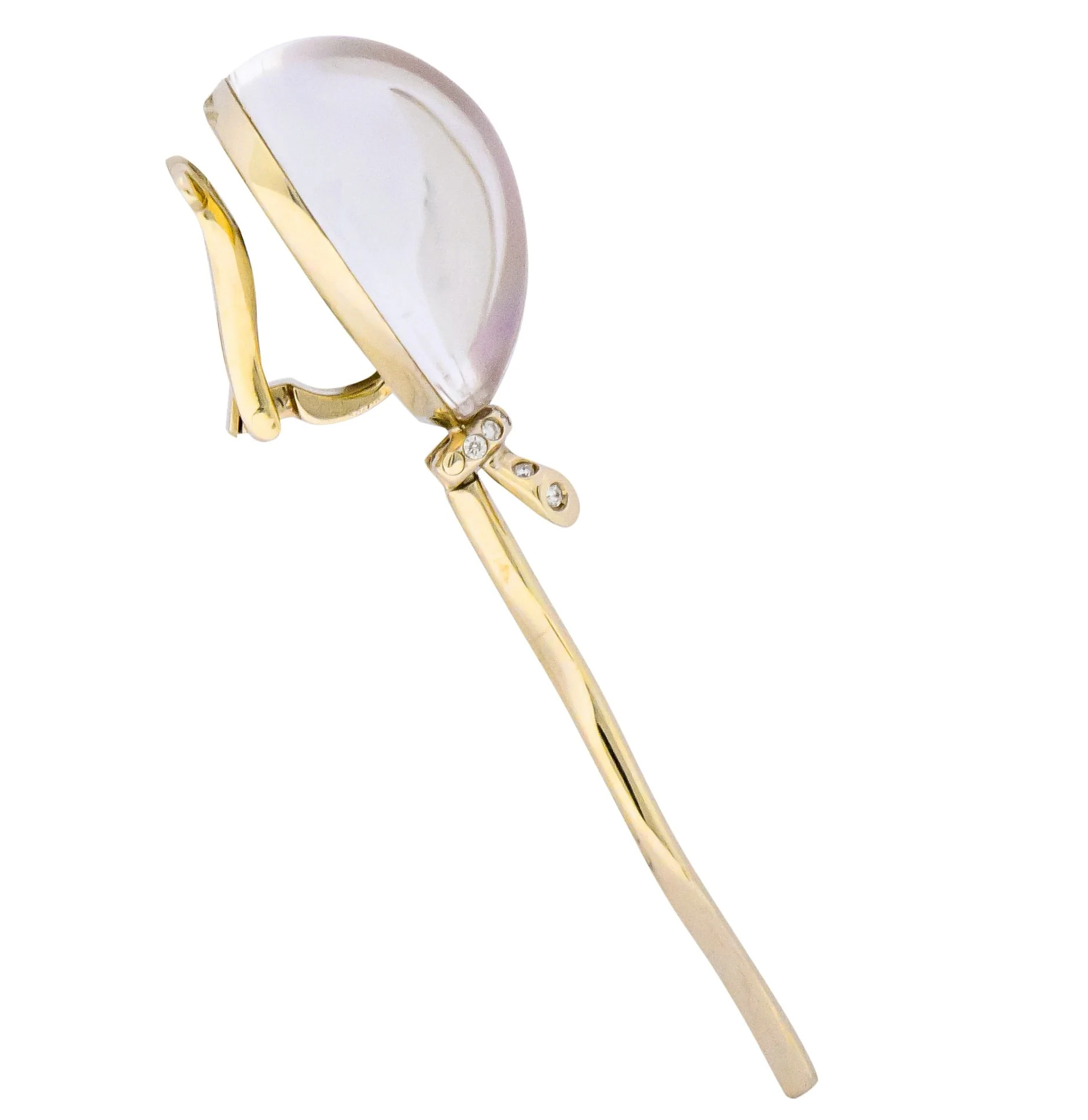 Vhernier Diamond Rock Crystal Mother-of-Pearl 18 Karat Gold Balloon Palloncino Ear-Clips Earrings - Image 2