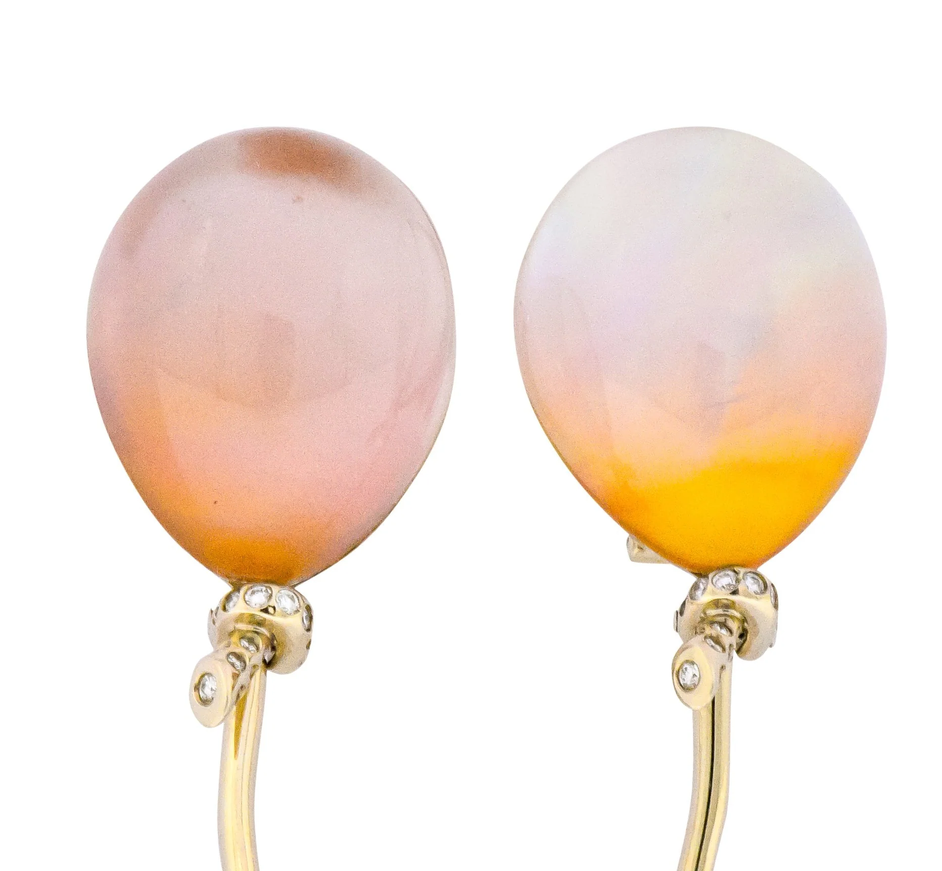 Vhernier Diamond Rock Crystal Mother-of-Pearl 18 Karat Gold Balloon Palloncino Ear-Clips Earrings - Image 3