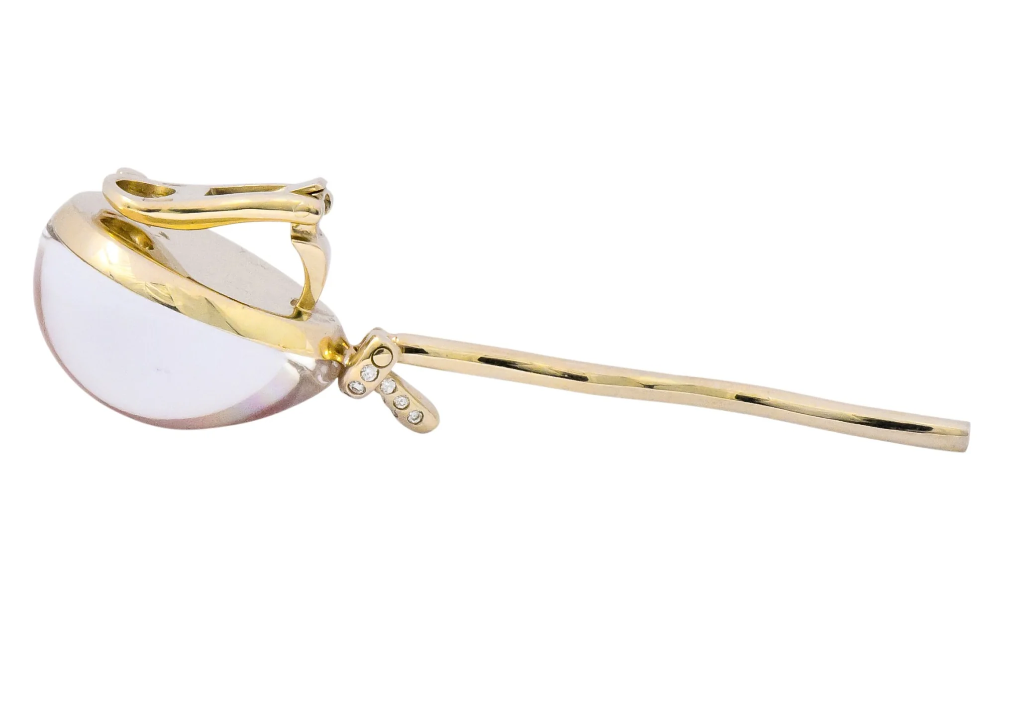 Vhernier Diamond Rock Crystal Mother-of-Pearl 18 Karat Gold Balloon Palloncino Ear-Clips Earrings - Image 4
