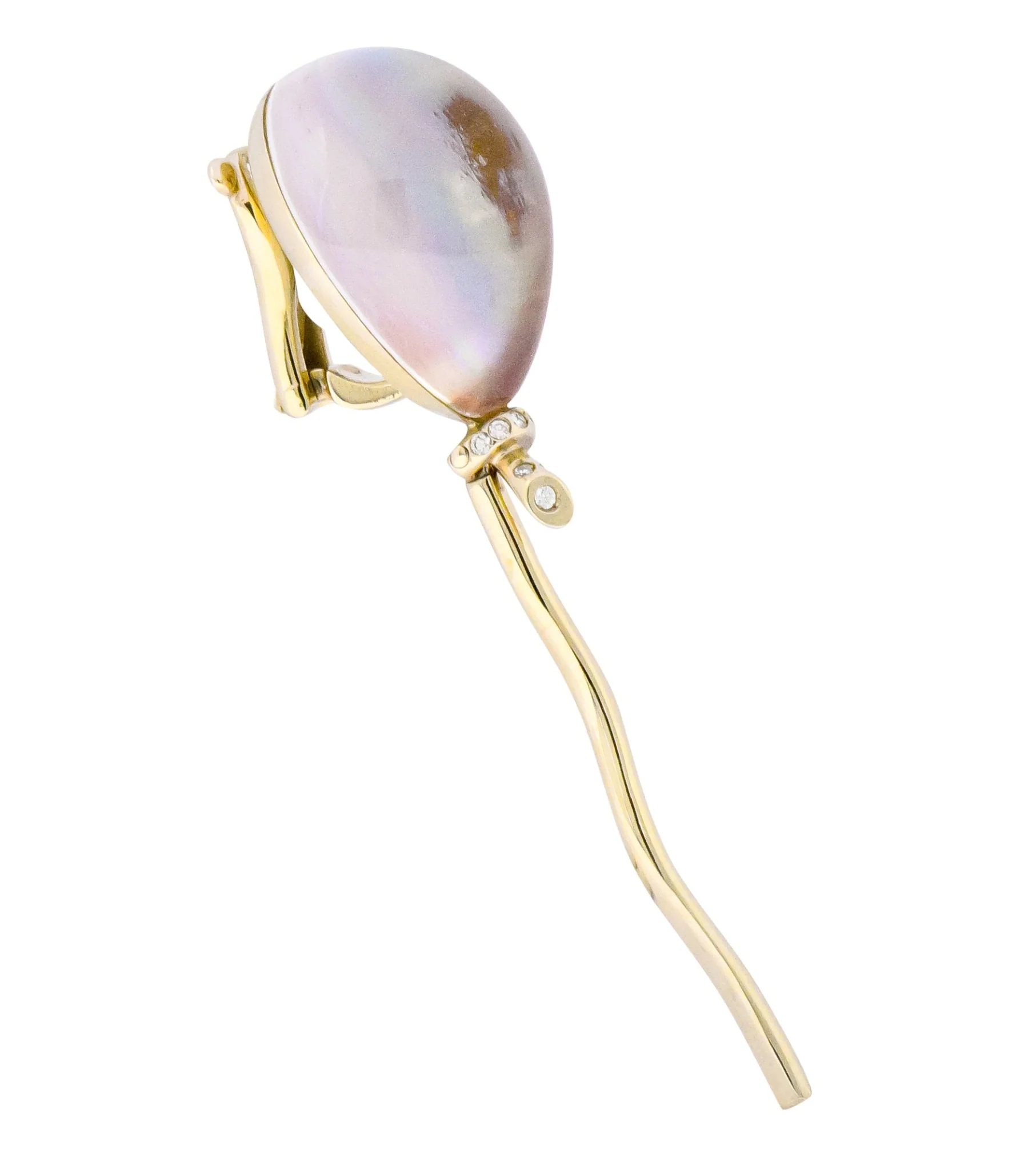 Vhernier Diamond Rock Crystal Mother-of-Pearl 18 Karat Gold Balloon Palloncino Ear-Clips Earrings - Image 5