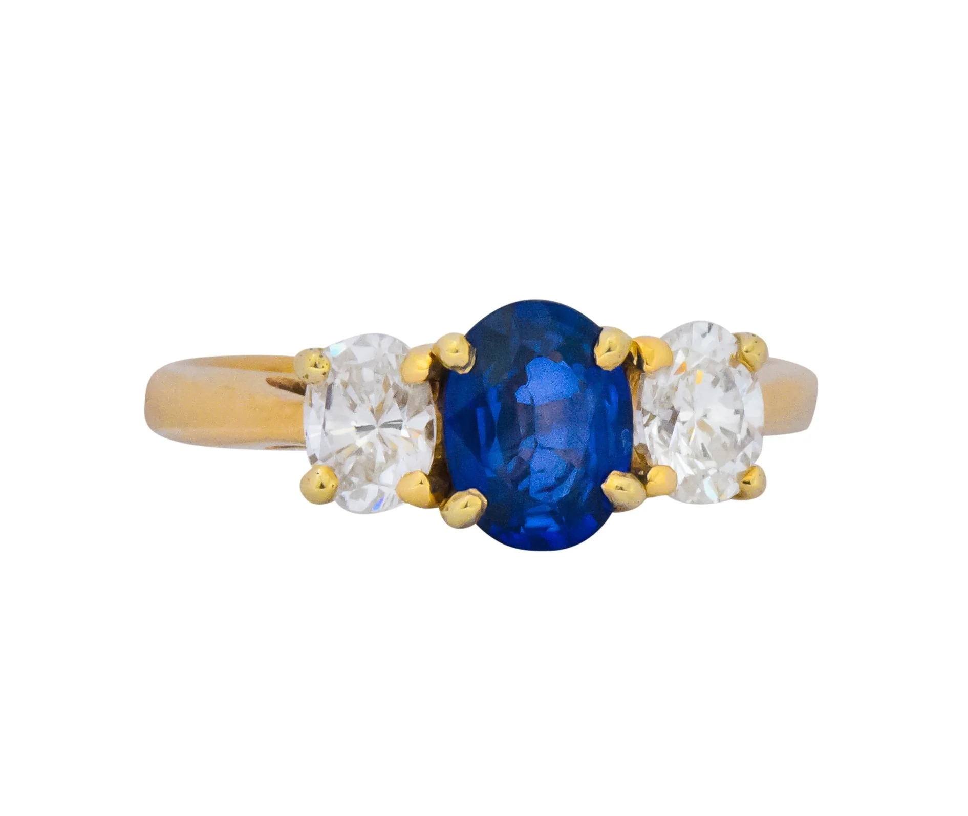 Vibrant Contemporary 1.55 CTW Sapphire Diamond 14 Karat Gold Ring - Image 3