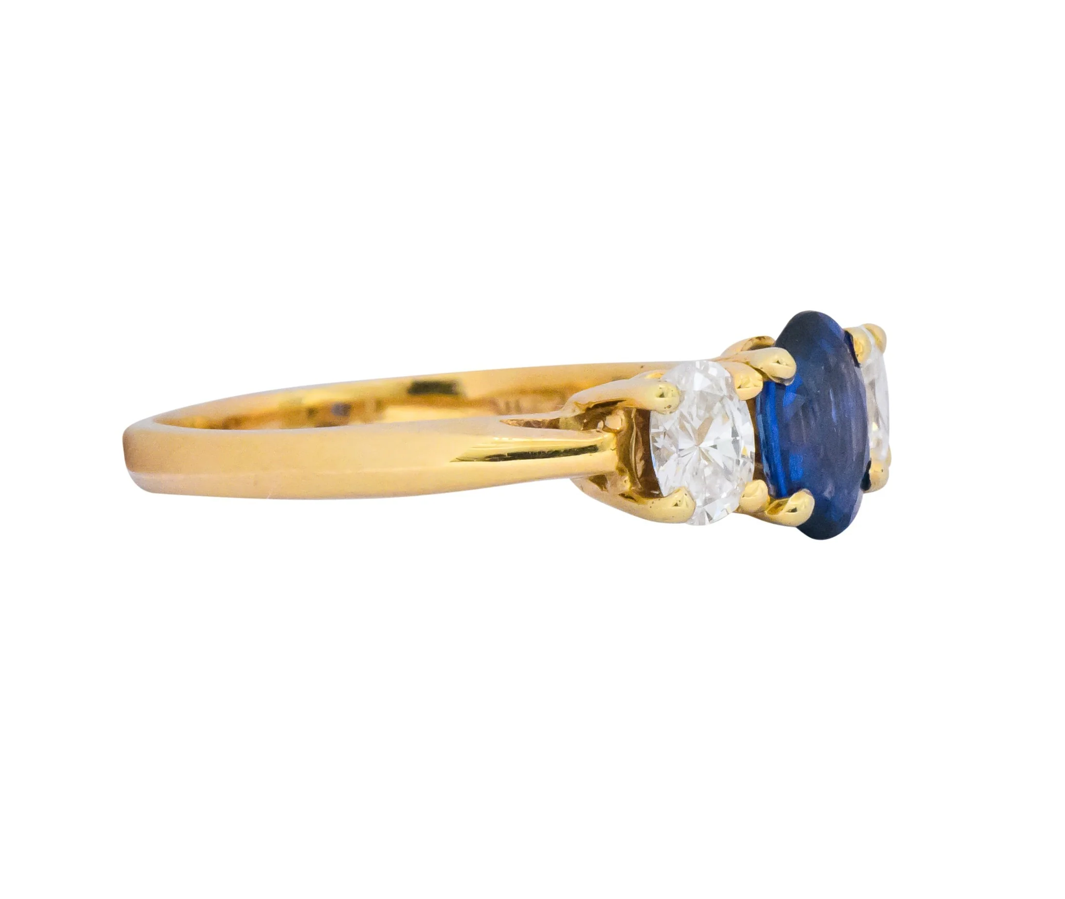 Vibrant Contemporary 1.55 CTW Sapphire Diamond 14 Karat Gold Ring - Image 4