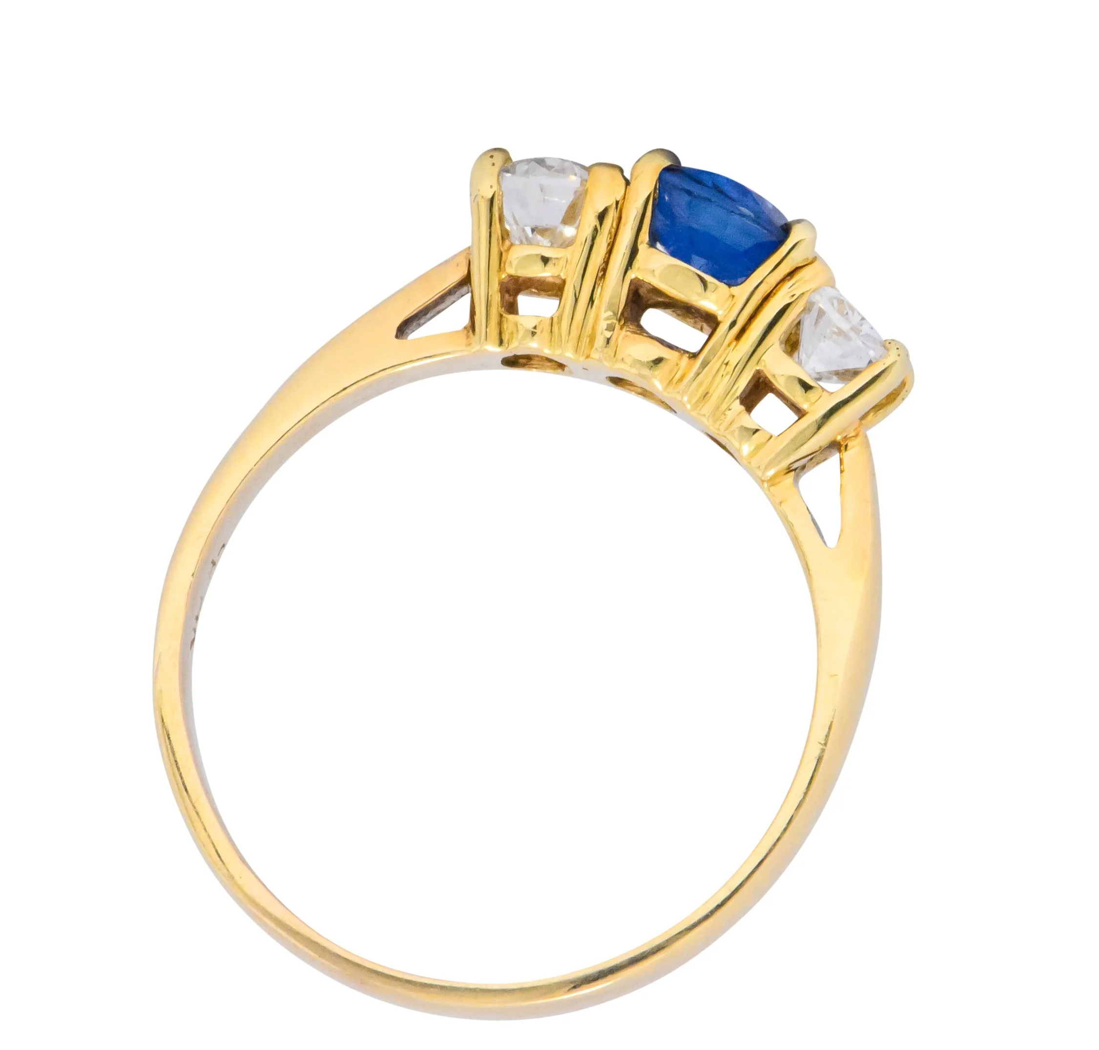Vibrant Contemporary 1.55 CTW Sapphire Diamond 14 Karat Gold Ring - Image 6