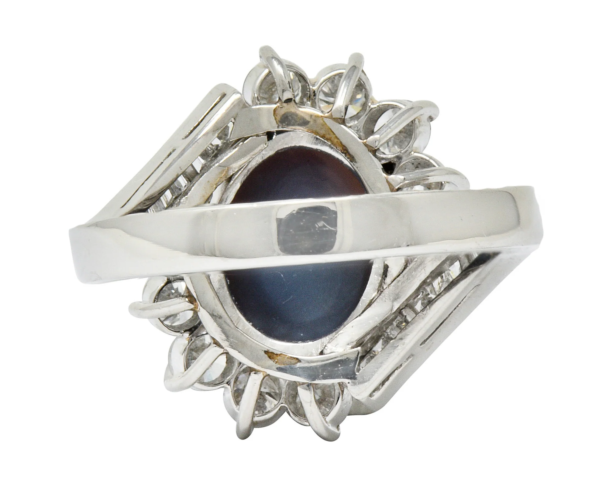 Vibrant Opal Diamond Platinum Cluster Bypass Ring - Image 4