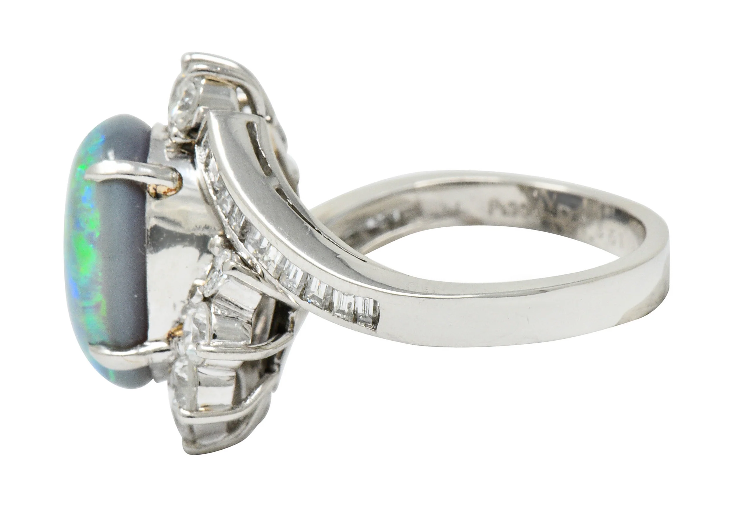 Vibrant Opal Diamond Platinum Cluster Bypass Ring - Image 5