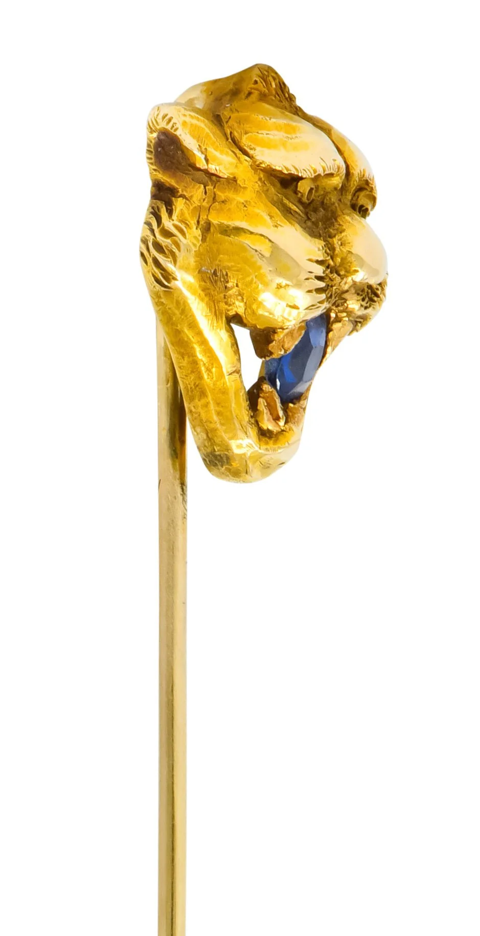 Victorian 0.15 CTW Sapphire 14 Karat Gold Tiger Stickpin - Image 5