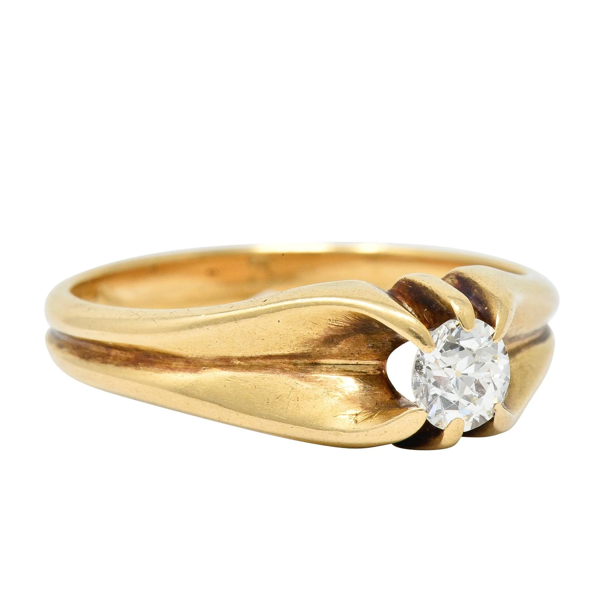 Victorian 0.35 CTW Diamond 14 Karat Gold Unisex Ring Circa 1900 - Image 2