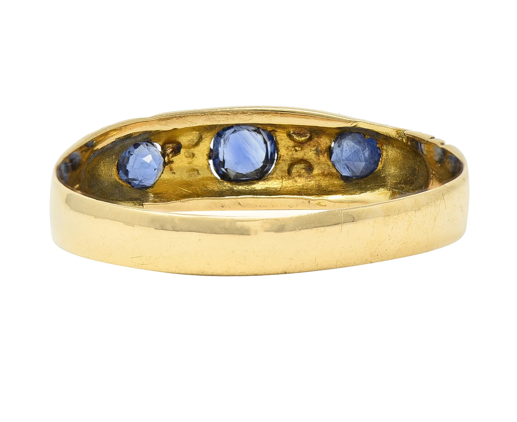 Victorian 0.40 CTW Sapphire Diamond 18 Karat Yellow Gold Antique Band Ring - Image 4