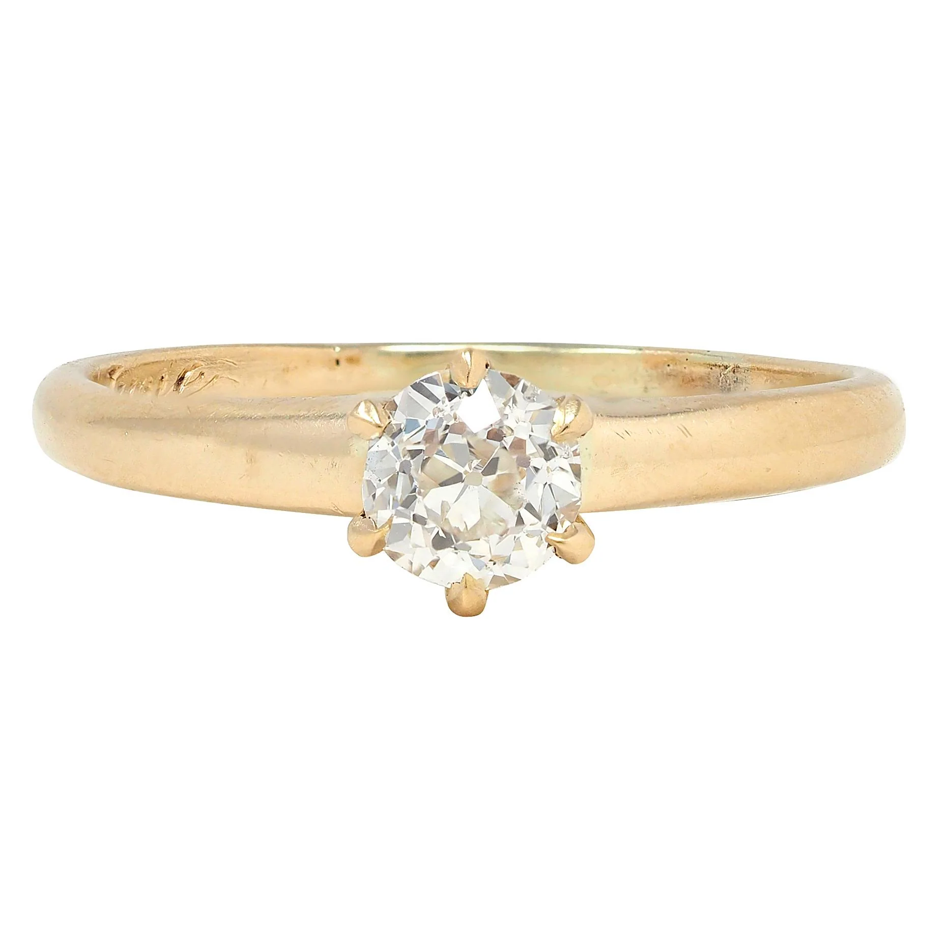 Victorian 0.45 CTW Old Mine Cut 14 Karat Yellow Gold Antique Solitaire Engagement Ring