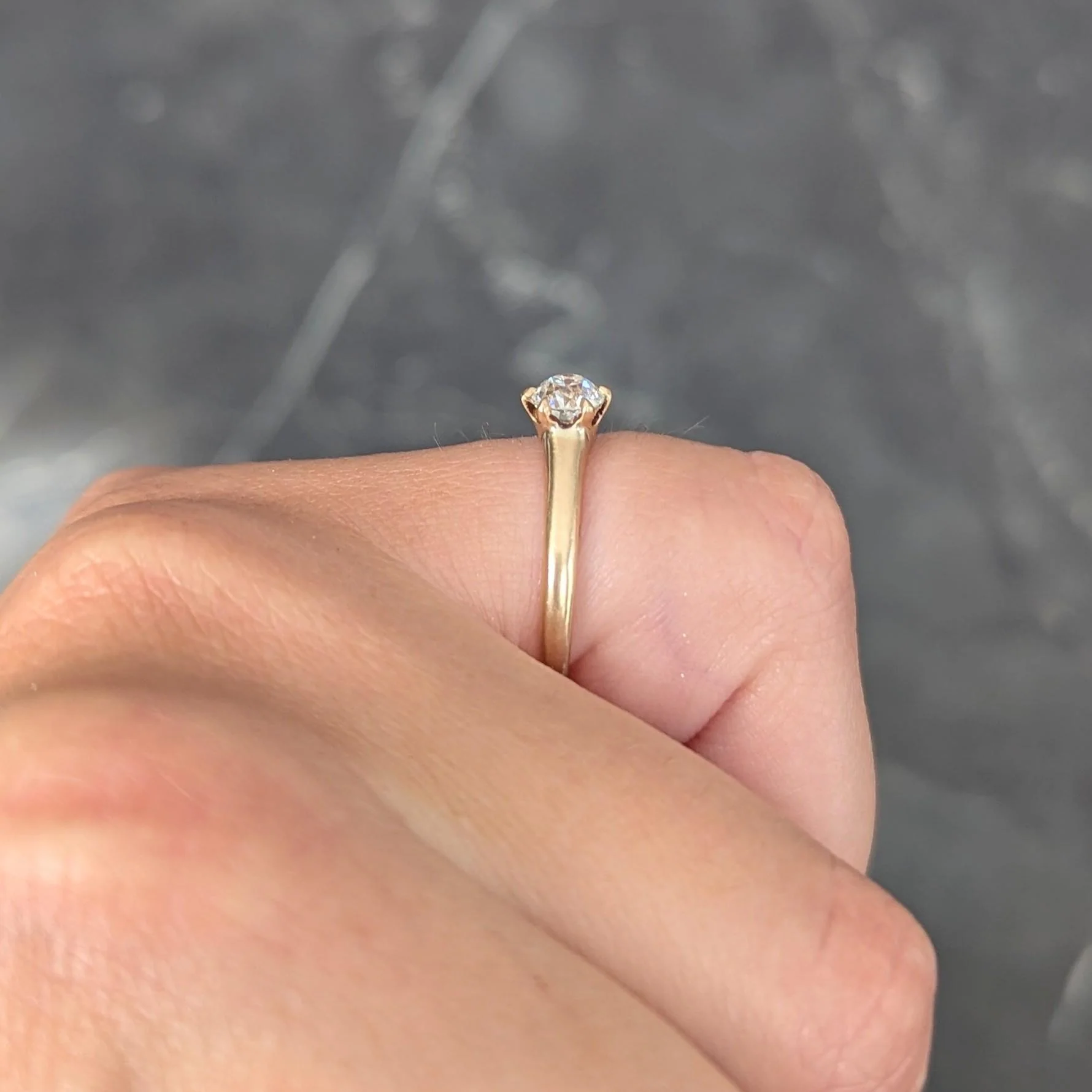 Victorian 0.45 CTW Old Mine Cut 14 Karat Yellow Gold Antique Solitaire Engagement Ring - Image 11