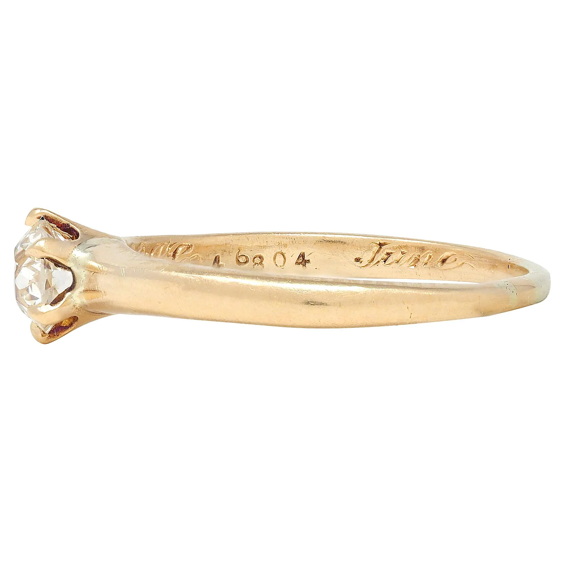 Victorian 0.45 CTW Old Mine Cut 14 Karat Yellow Gold Antique Solitaire Engagement Ring - Image 4