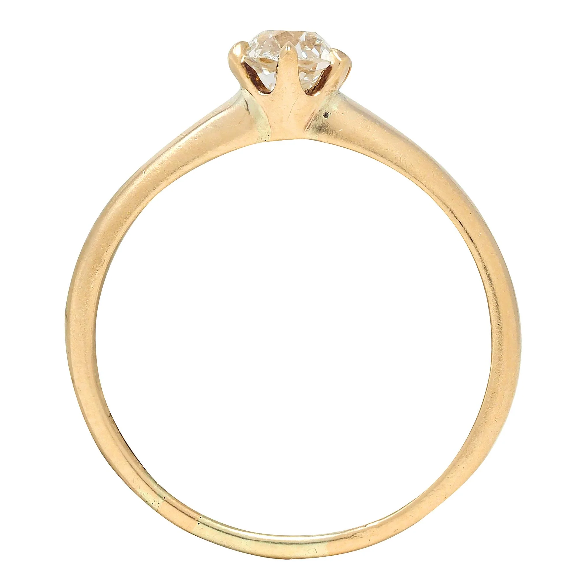 Victorian 0.45 CTW Old Mine Cut 14 Karat Yellow Gold Antique Solitaire Engagement Ring - Image 5
