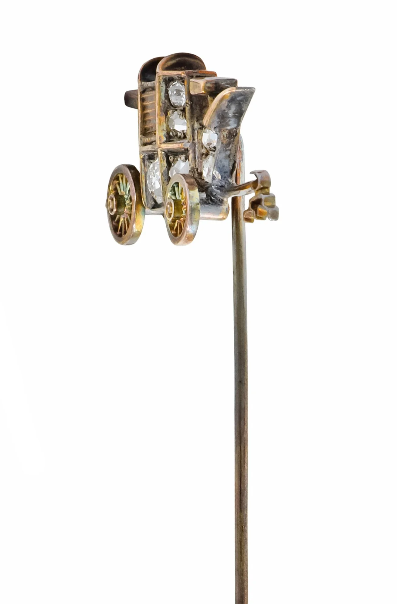 Victorian 0.50 CTW Diamond 14 Karat Gold Stagecoach Stickpin - Image 4