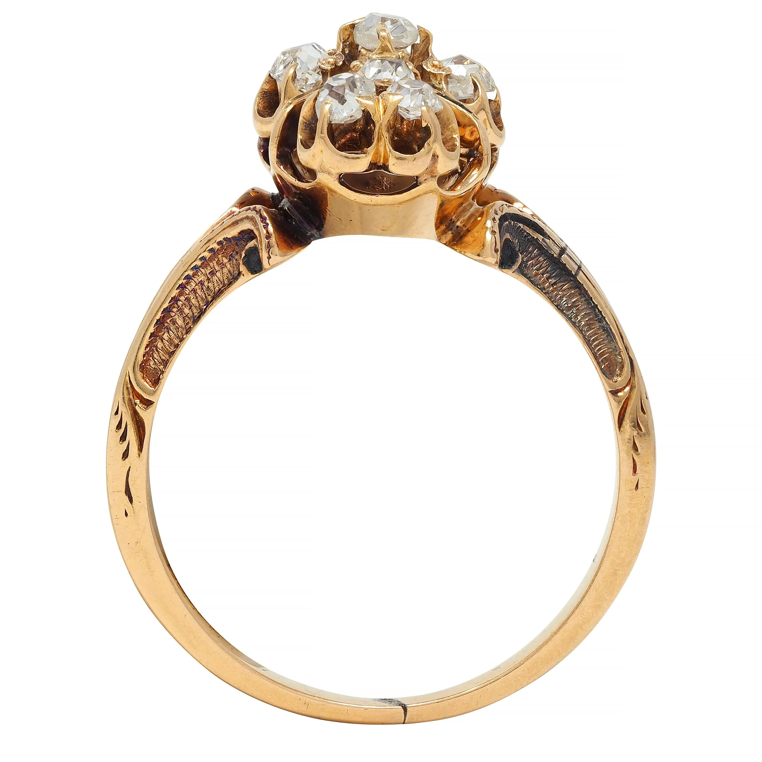 Victorian 0.50 CTW Old Mine Cut Diamond 18 Karat Yellow Gold Antique Ring - Image 10