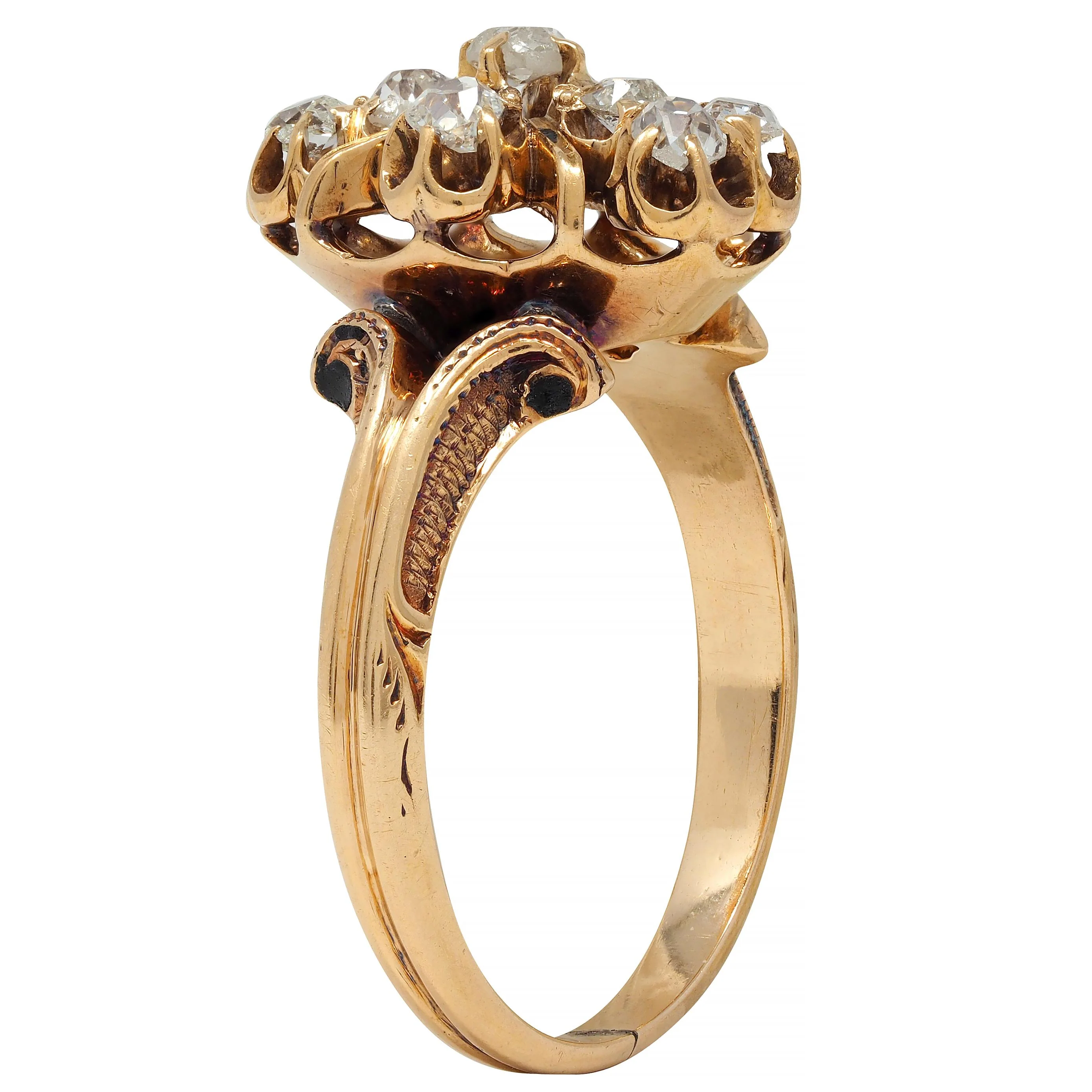 Victorian 0.50 CTW Old Mine Cut Diamond 18 Karat Yellow Gold Antique Ring - Image 11