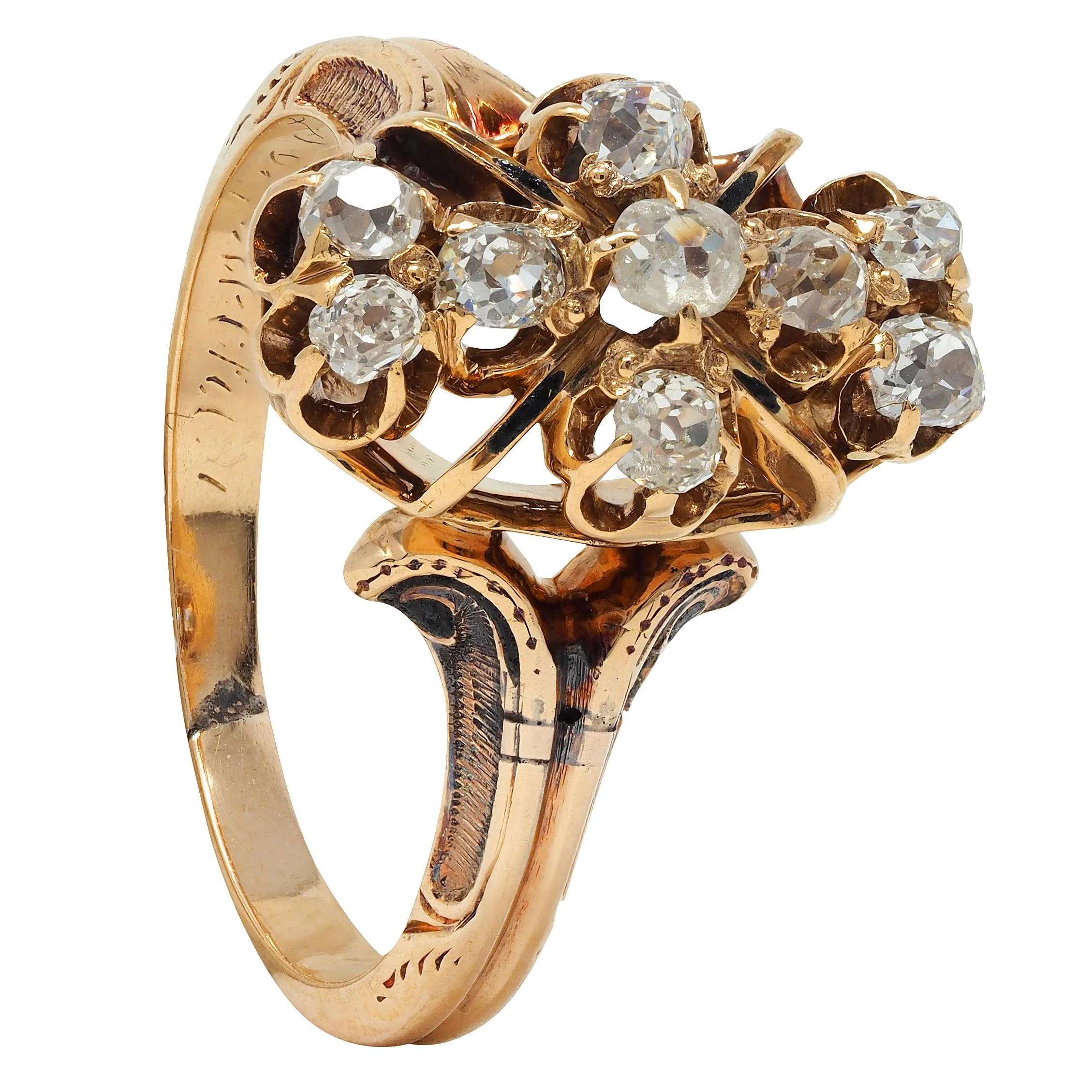Victorian 0.50 CTW Old Mine Cut Diamond 18 Karat Yellow Gold Antique Ring - Image 12