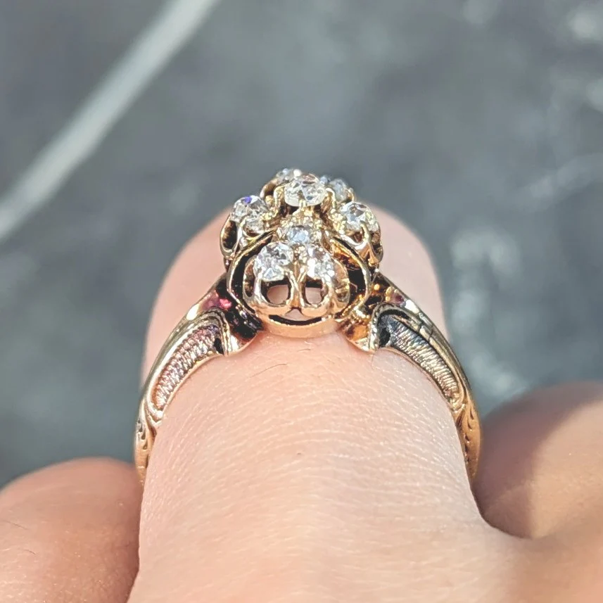 Victorian 0.50 CTW Old Mine Cut Diamond 18 Karat Yellow Gold Antique Ring - Image 14