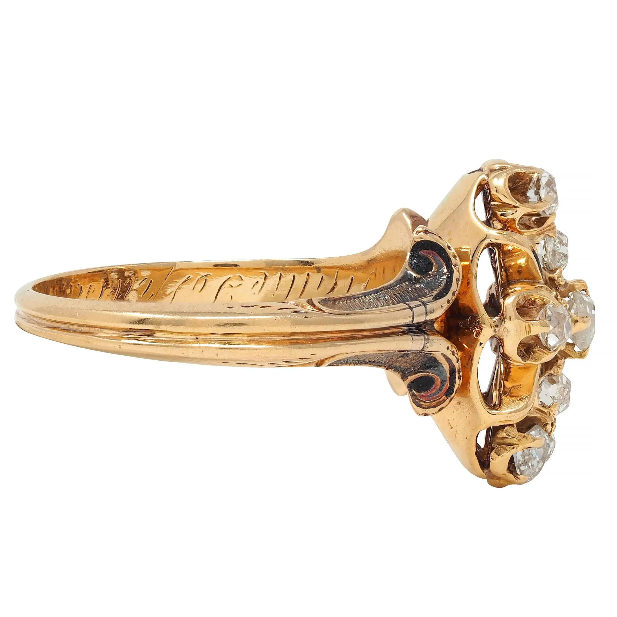 Victorian 0.50 CTW Old Mine Cut Diamond 18 Karat Yellow Gold Antique Ring - Image 3