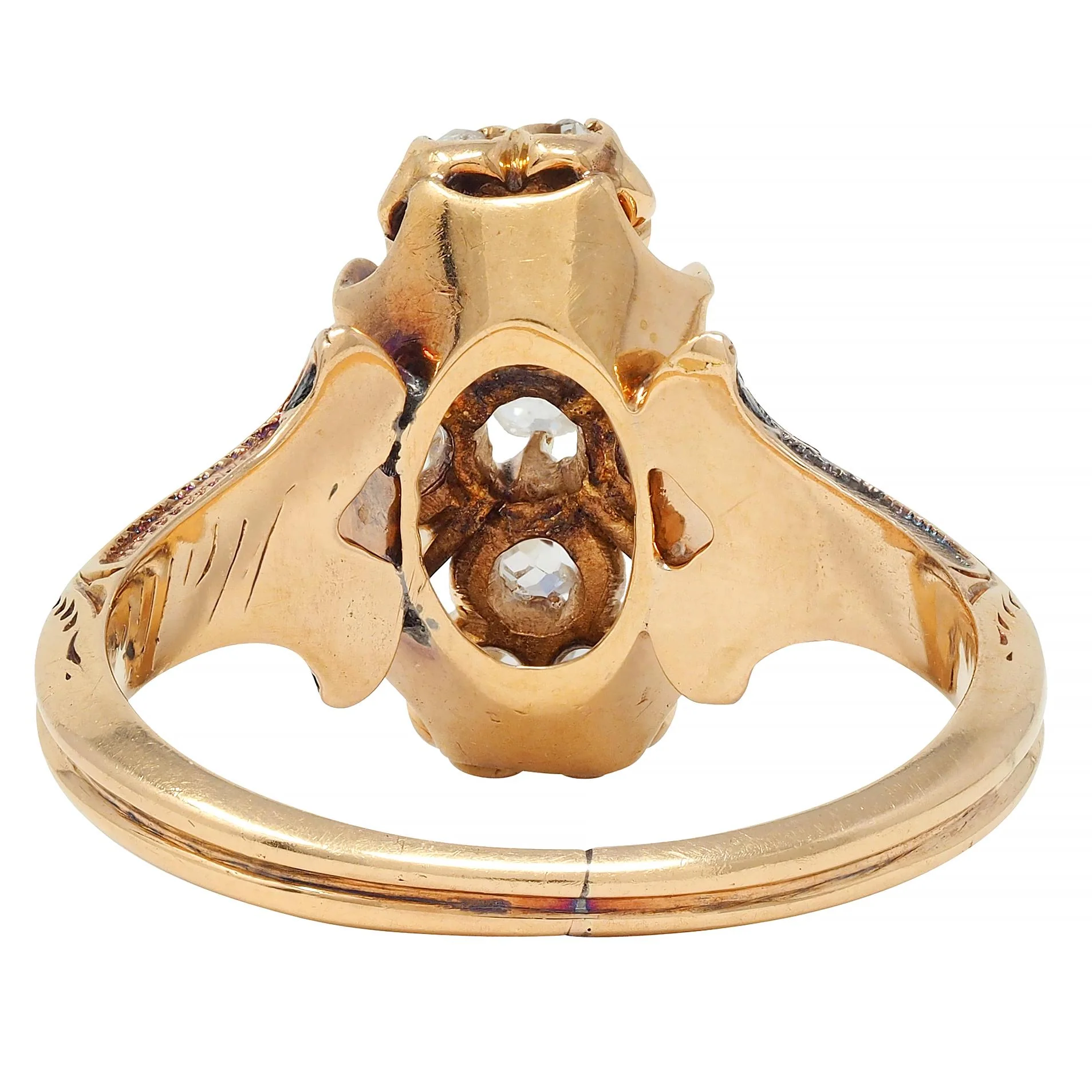 Victorian 0.50 CTW Old Mine Cut Diamond 18 Karat Yellow Gold Antique Ring - Image 4